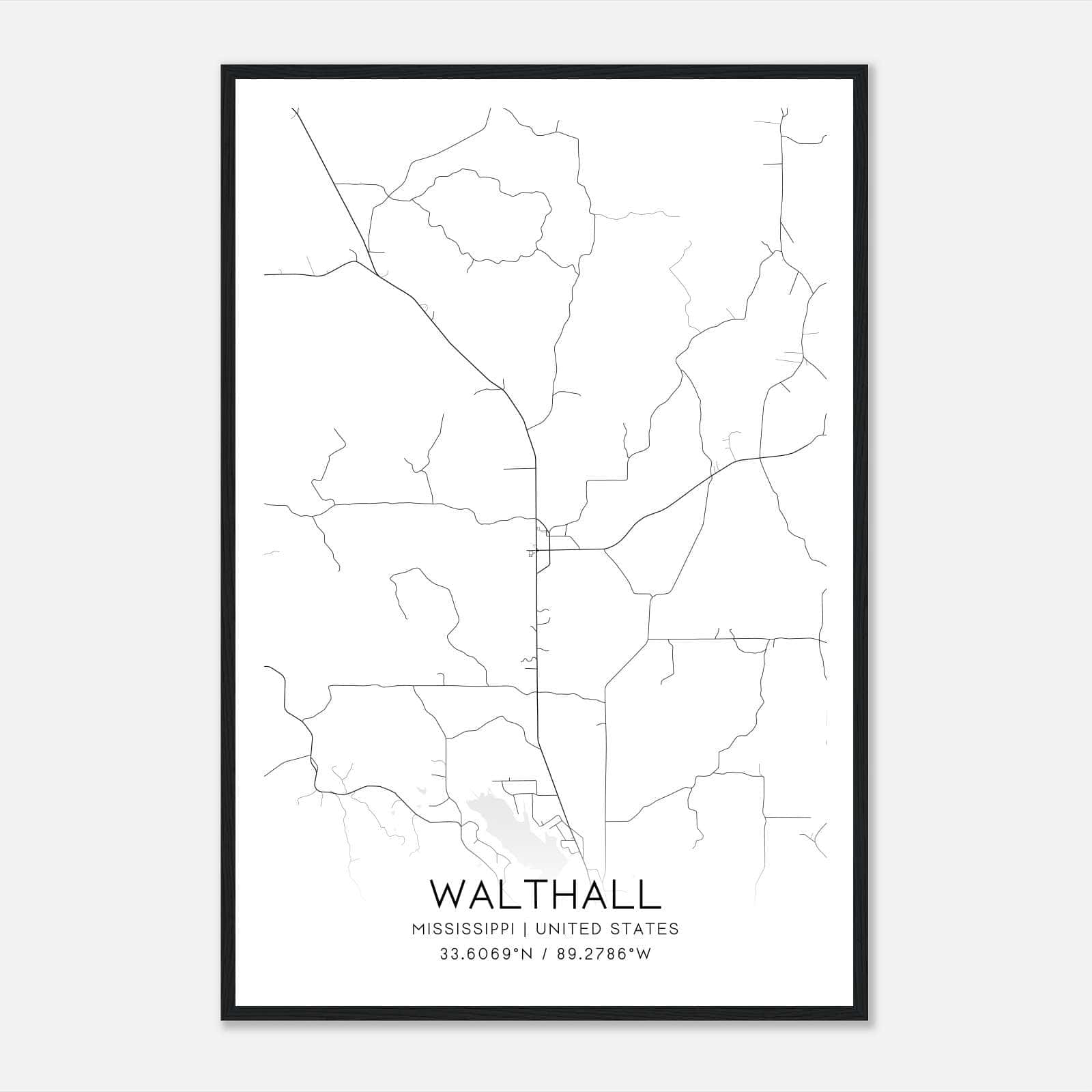 Walthall Mississippi Map Poster, Modern Home Decor Wall Art Print Walthall Mississippi Map Poster, Modern Home Decor Wall Art Print