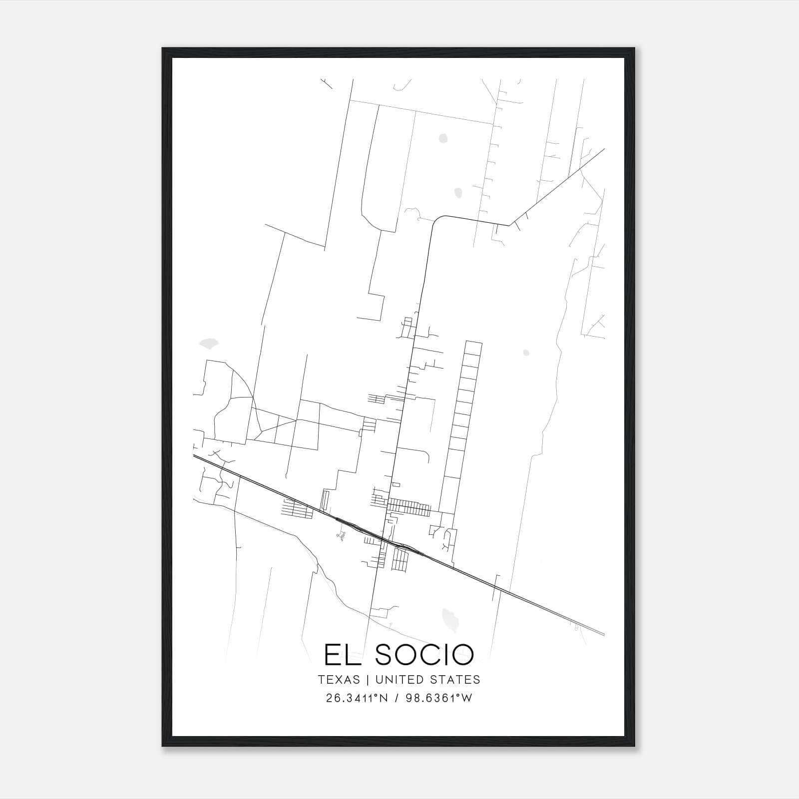 El Socio Texas Map Poster, Modern Home Decor Wall Art Print El Socio Texas Map Poster, Modern Home Decor Wall Art Print