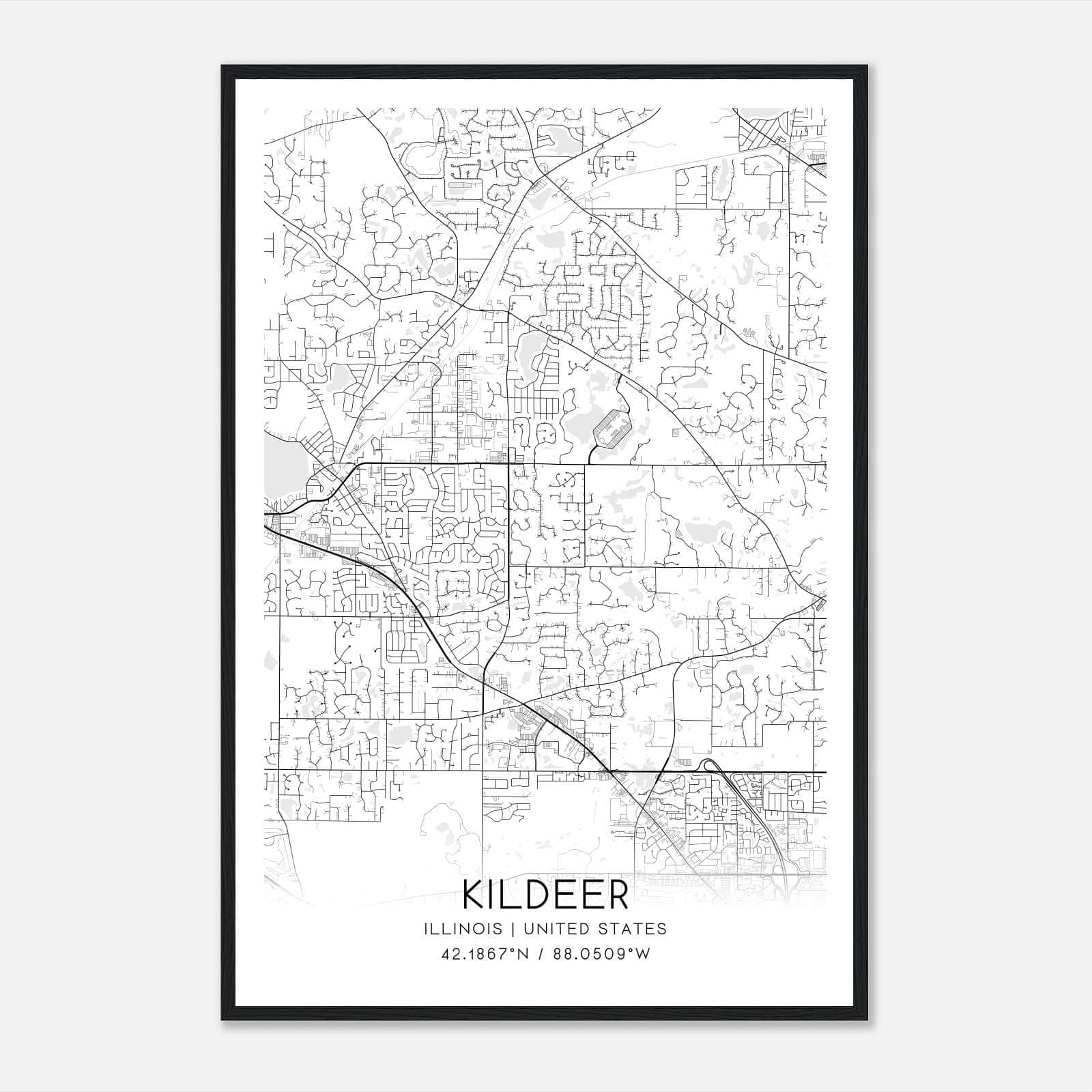 Kildeer Illinois Map Poster, Modern Home Decor Wall Art Print Kildeer Illinois Map Poster, Modern Home Decor Wall Art Print