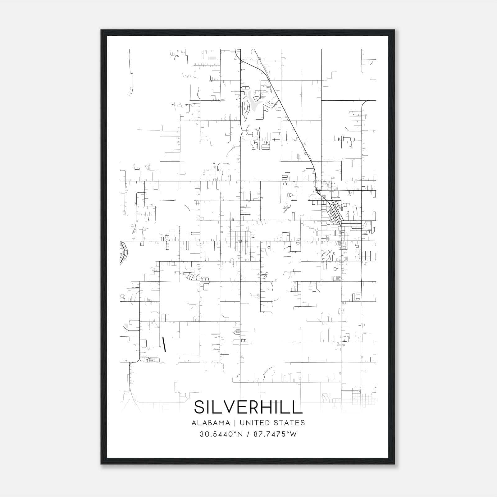 Silverhill Alabama Map Poster, Modern Home Decor Wall Art Print Silverhill Alabama Map Poster, Modern Home Decor Wall Art Print
