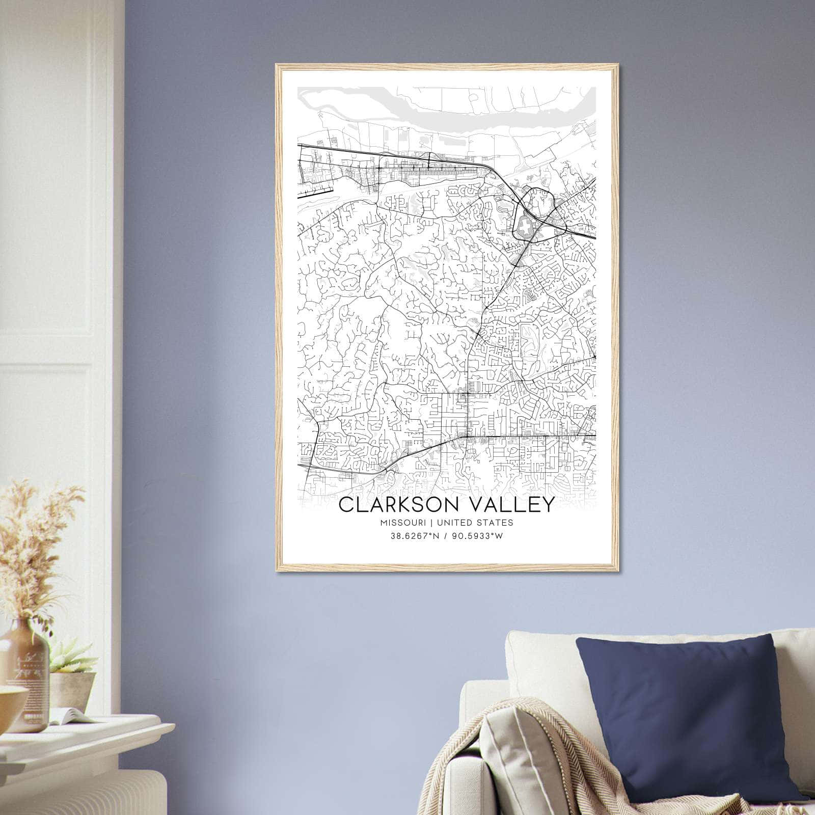 Deerfield Kansas Map Poster, Modern Home Decor Wall Art Print (Copy)
