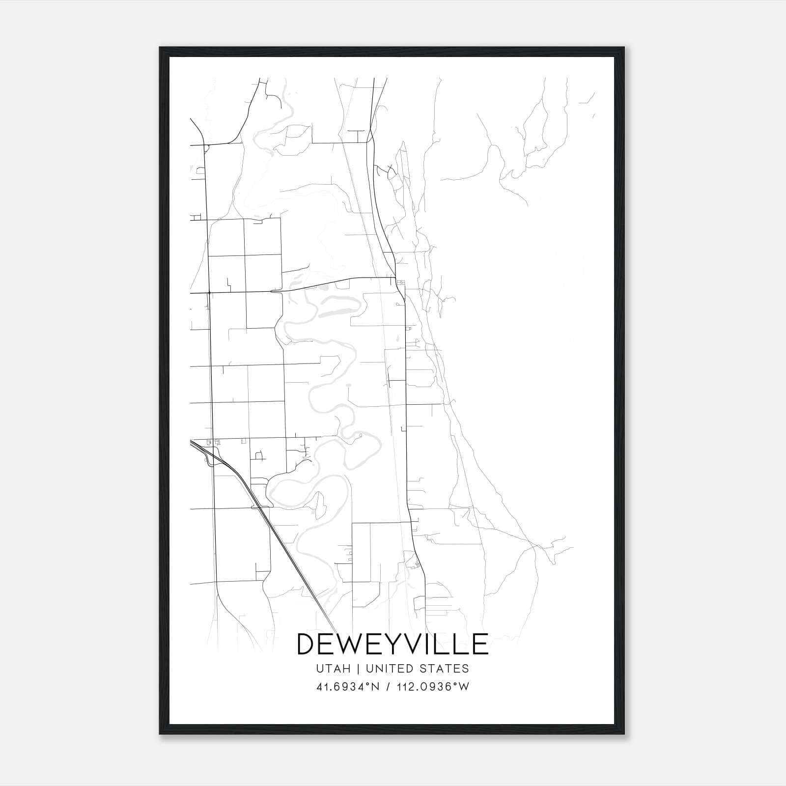 Deweyville Utah Map Poster, Modern Home Decor Wall Art Print Deweyville Utah Map Poster, Modern Home Decor Wall Art Print