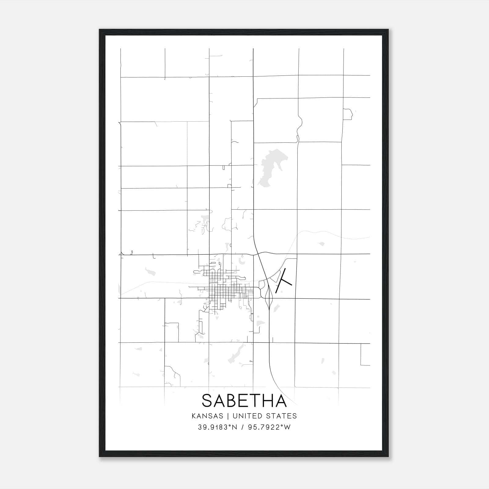 Sabetha Kansas Map Poster, Modern Home Decor Wall Art Print Sabetha Kansas Map Poster, Modern Home Decor Wall Art Print