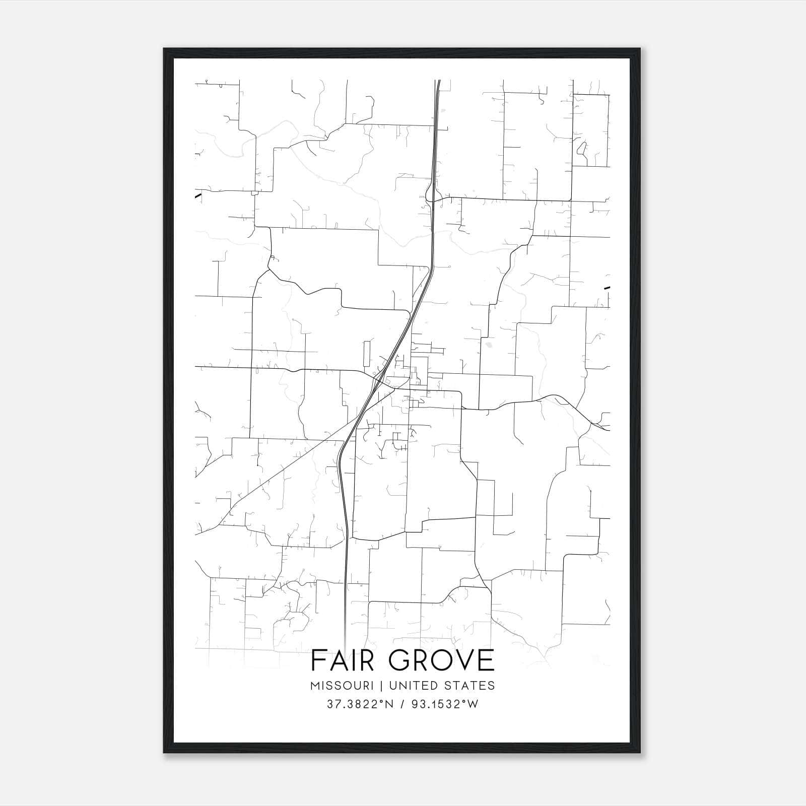 Fair Grove Missouri Map Poster, Modern Home Decor Wall Art Print Fair Grove Missouri Map Poster, Modern Home Decor Wall Art Print