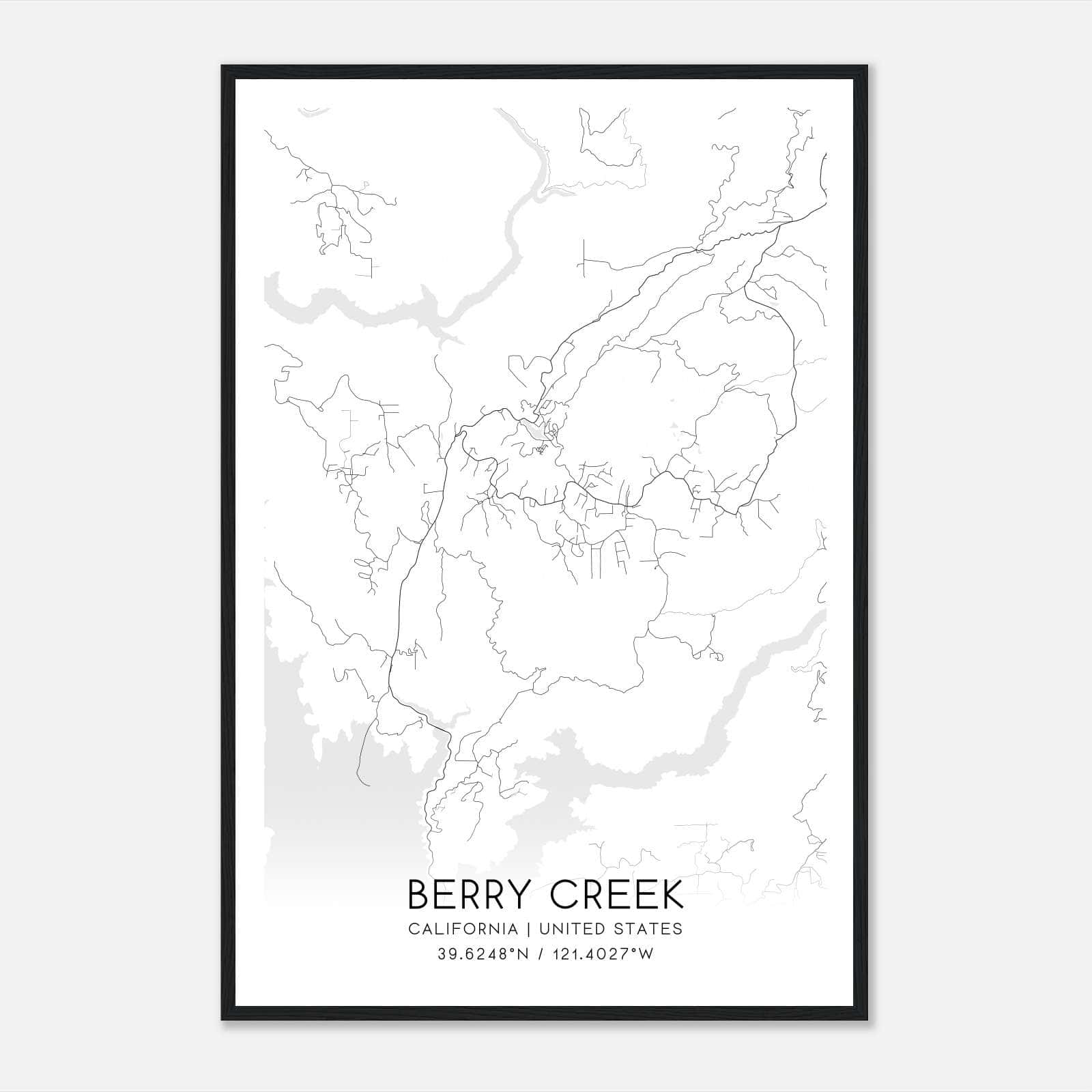 Berry Creek California Map Poster, Modern Home Decor Wall Art Print Berry Creek California Map Poster, Modern Home Decor Wall Art Print