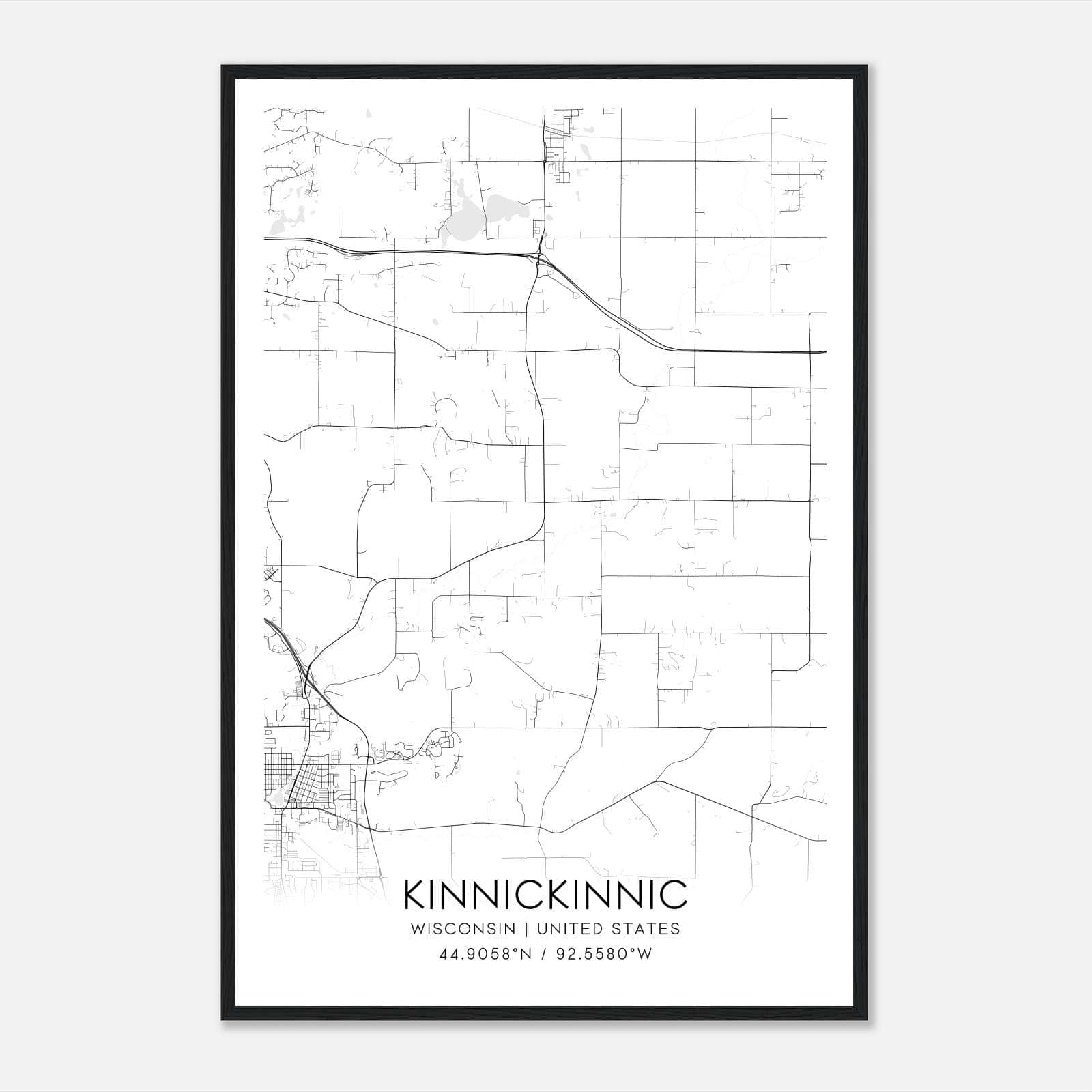 Kinnickinnic Wisconsin Map Poster, Modern Home Decor Wall Art Print Kinnickinnic Wisconsin Map Poster, Modern Home Decor Wall Art Print