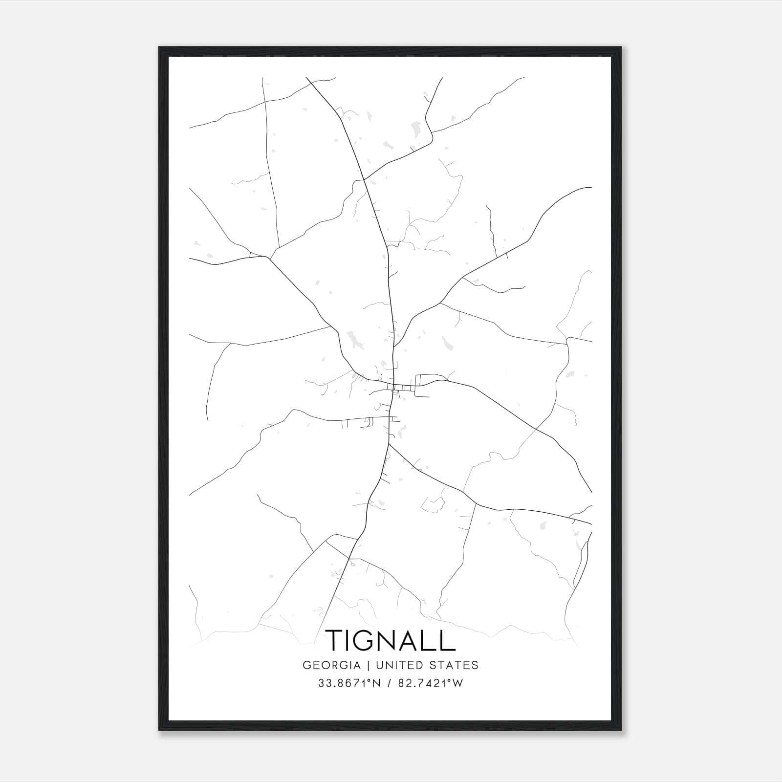 Tignall Georgia Map Poster, Modern Home Decor Wall Art Print Tignall Georgia Map Poster, Modern Home Decor Wall Art Print