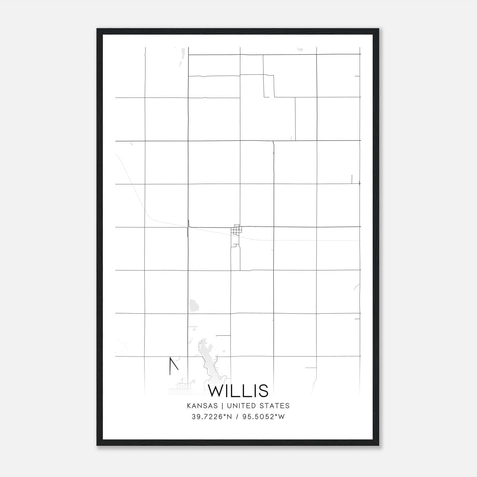Willis Kansas Map Poster, Modern Home Decor Wall Art Print Willis Kansas Map Poster, Modern Home Decor Wall Art Print