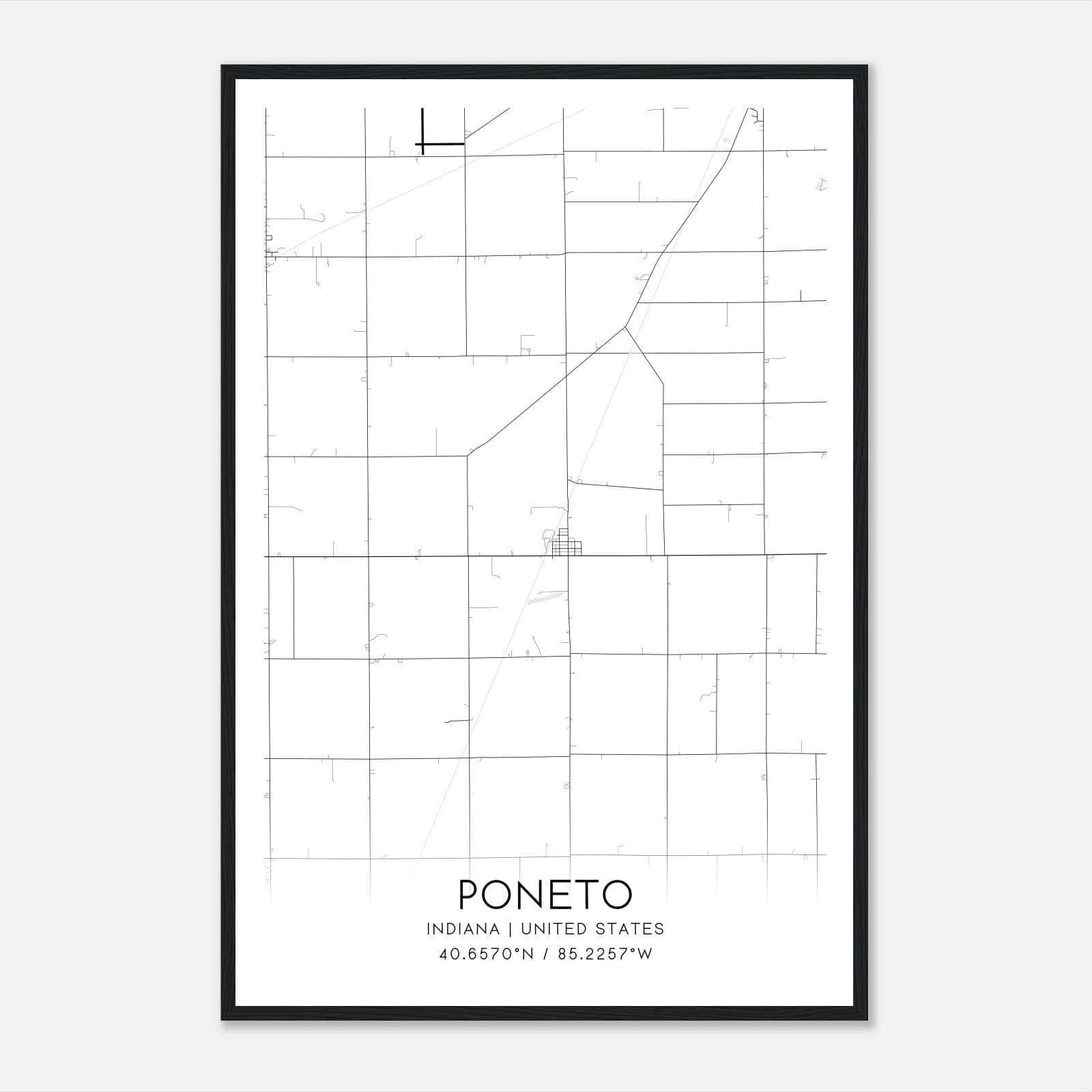 Poneto Indiana Map Poster, Modern Home Decor Wall Art Print Poneto Indiana Map Poster, Modern Home Decor Wall Art Print