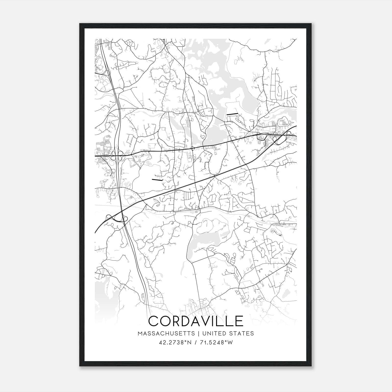 Cordaville Massachusetts Map Poster, Modern Home Decor Wall Art Print Cordaville Massachusetts Map Poster, Modern Home Decor Wall Art Print