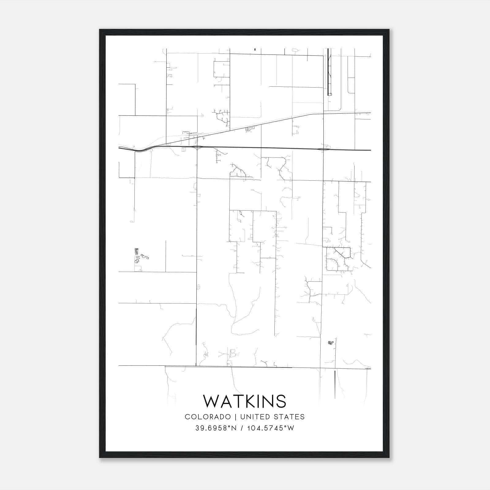 Watkins Colorado Map Poster, Modern Home Decor Wall Art Print Watkins Colorado Map Poster, Modern Home Decor Wall Art Print