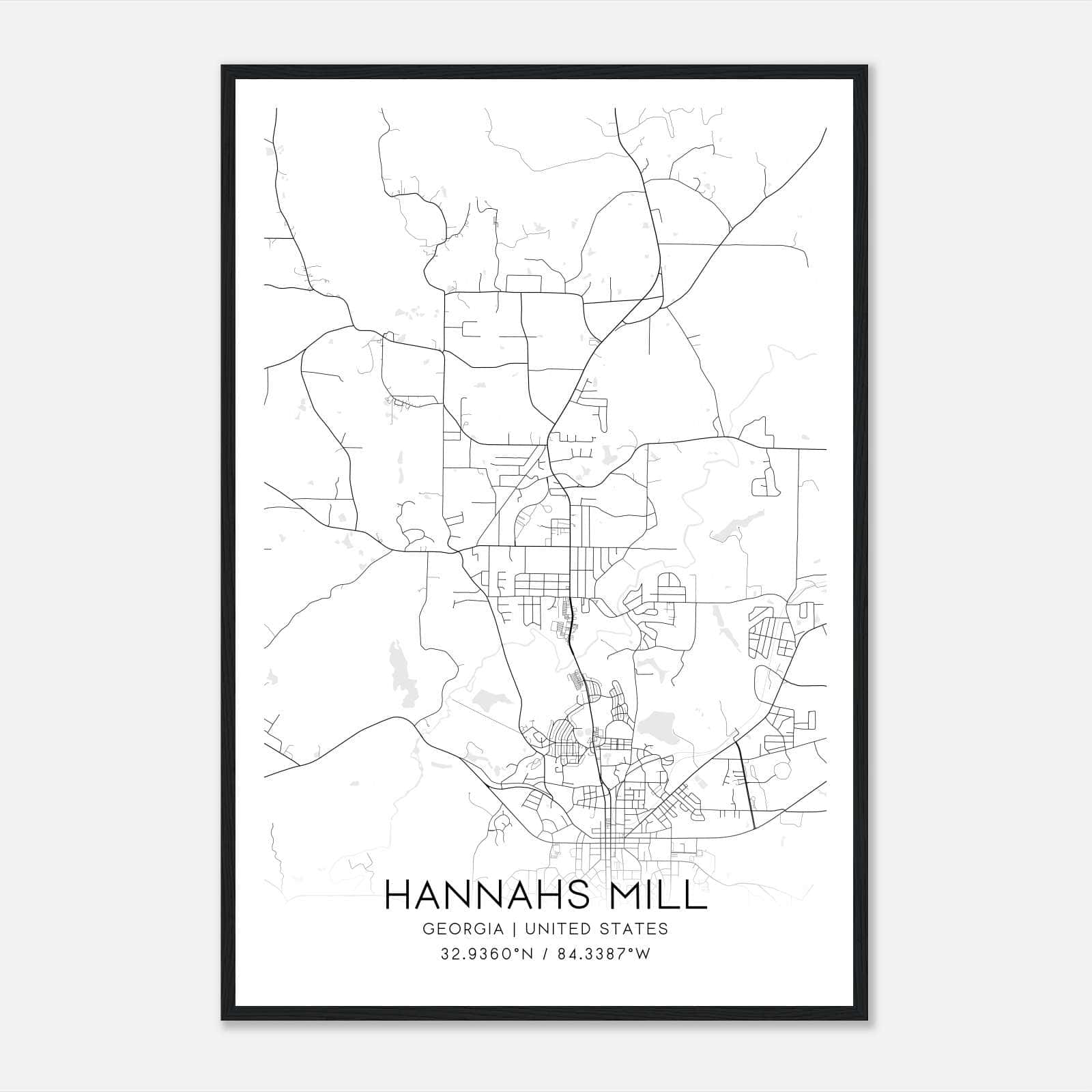 Hannahs Mill Georgia Map Poster, Modern Home Decor Wall Art Print Hannahs Mill Georgia Map Poster, Modern Home Decor Wall Art Print