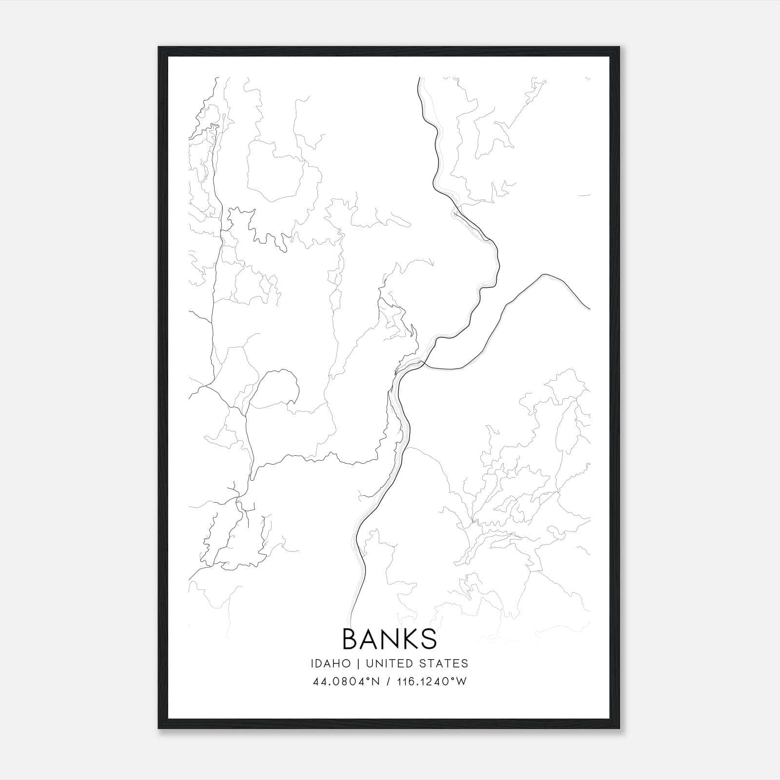 Banks Idaho Map Poster, Modern Home Decor Wall Art Print Banks Idaho Map Poster, Modern Home Decor Wall Art Print