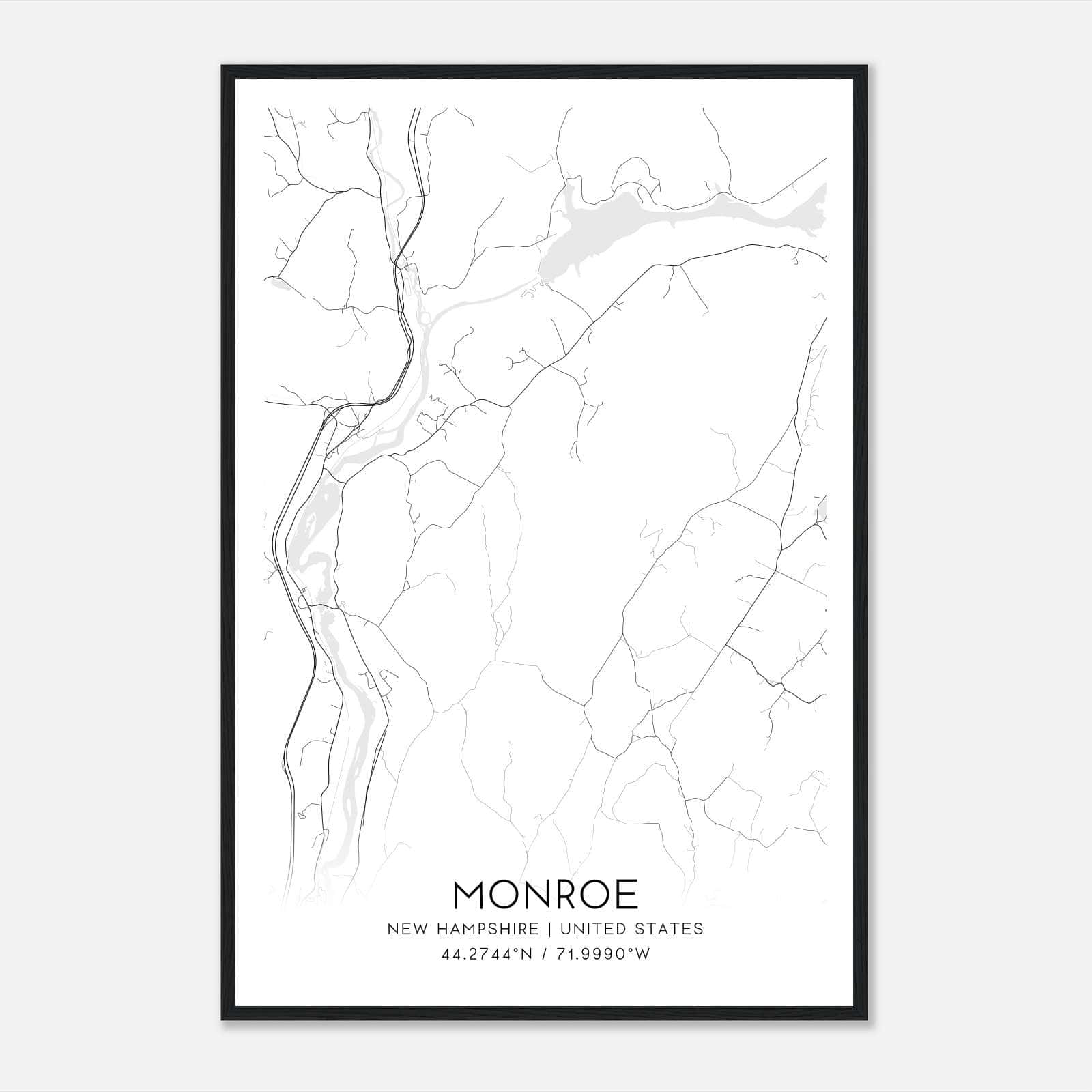 Monroe New Hampshire Map Poster, Modern Home Decor Wall Art Print Monroe New Hampshire Map Poster, Modern Home Decor Wall Art Print