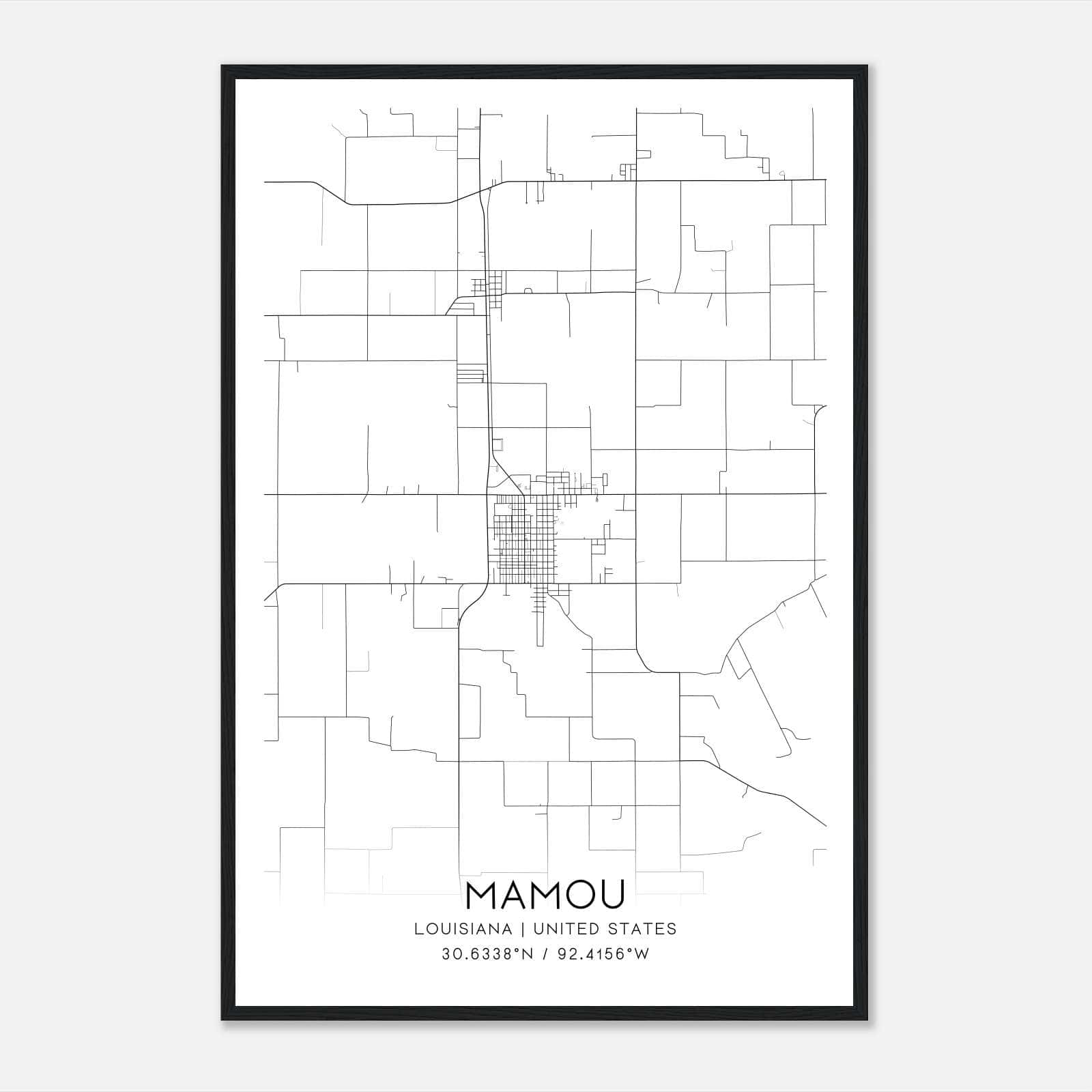 Mamou Louisiana Map Poster, Modern Home Decor Wall Art Print Mamou Louisiana Map Poster, Modern Home Decor Wall Art Print