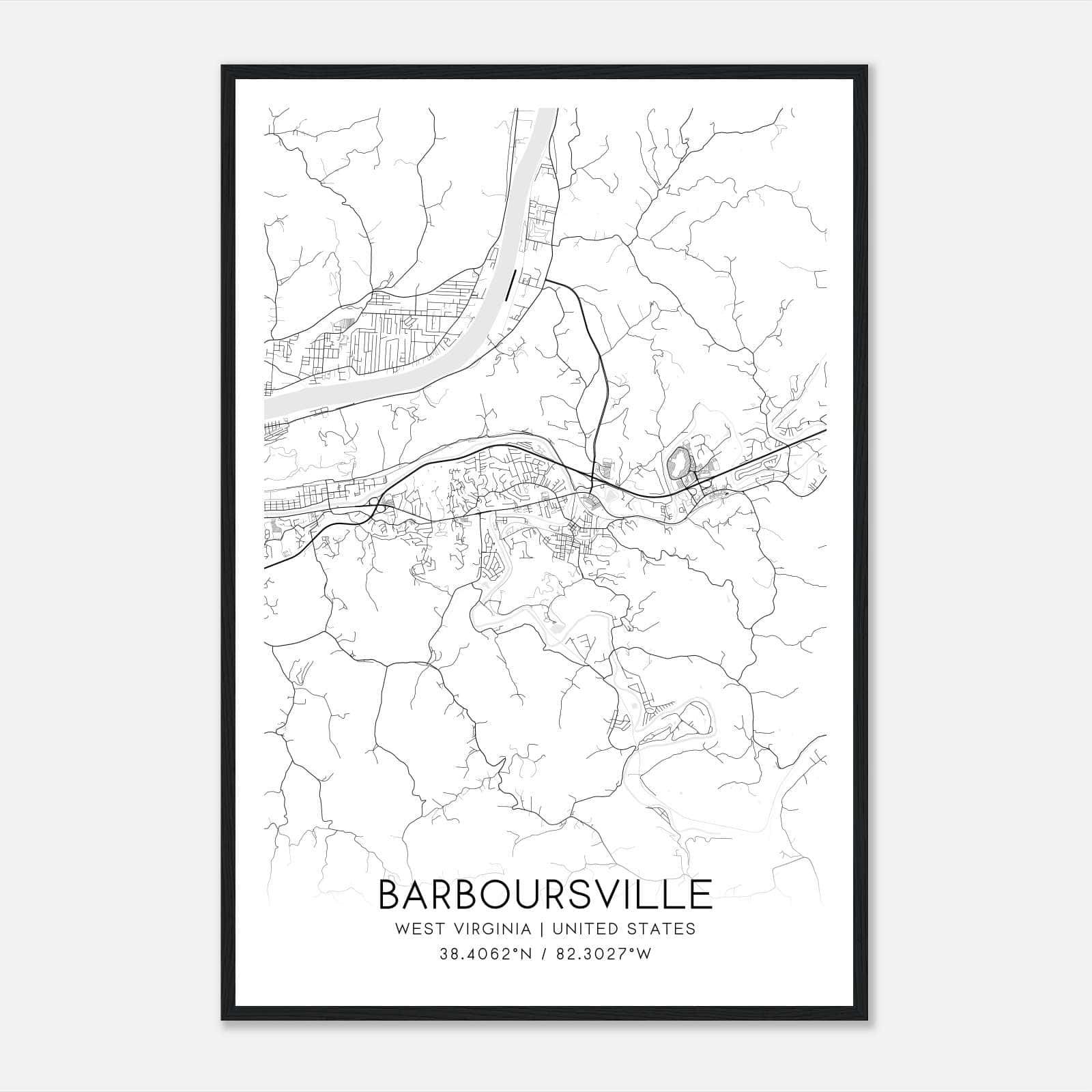 Barboursville West Virginia Map Poster, Modern Home Decor Wall Art Print Barboursville West Virginia Map Poster, Modern Home Decor Wall Art Print