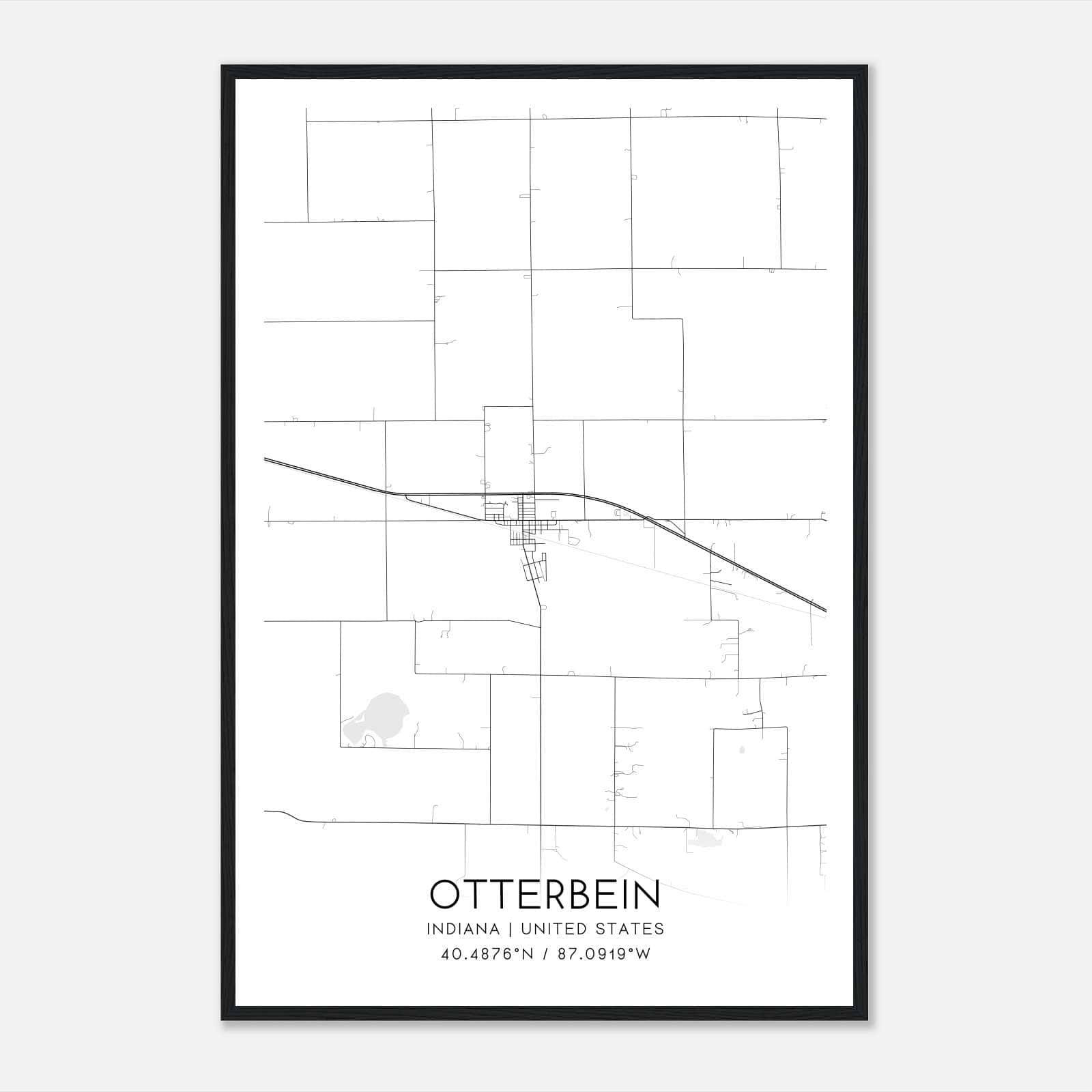 Otterbein Indiana Map Poster, Modern Home Decor Wall Art Print Otterbein Indiana Map Poster, Modern Home Decor Wall Art Print