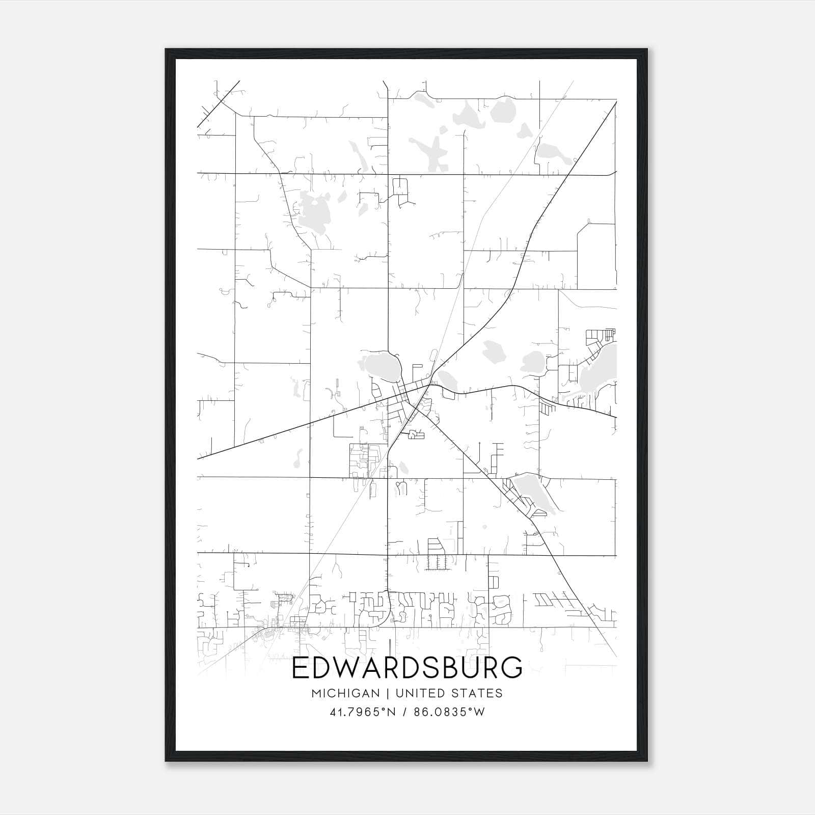Edwardsburg Michigan Map Poster, Modern Home Decor Wall Art Print Edwardsburg Michigan Map Poster, Modern Home Decor Wall Art Print