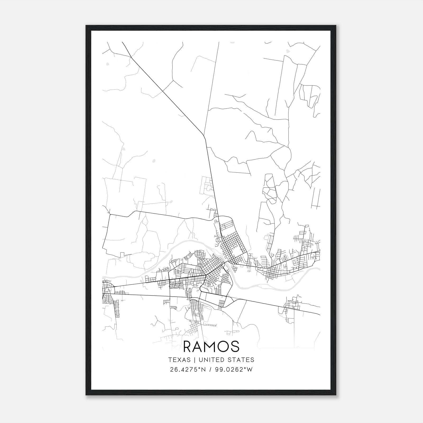 Ramos Texas Map Poster, Modern Home Decor Wall Art Print Ramos Texas Map Poster, Modern Home Decor Wall Art Print