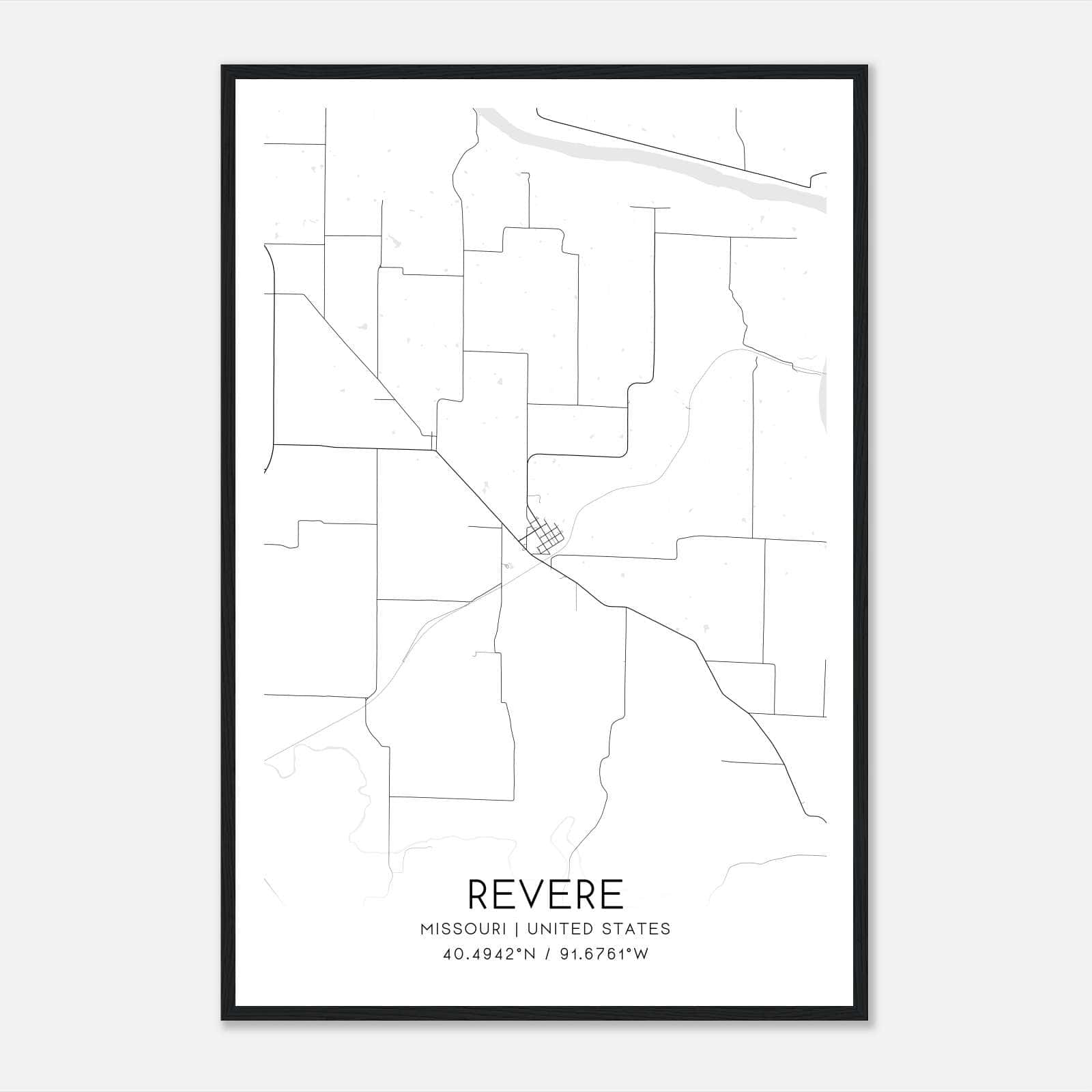 Revere Missouri Map Poster, Modern Home Decor Wall Art Print Revere Missouri Map Poster, Modern Home Decor Wall Art Print