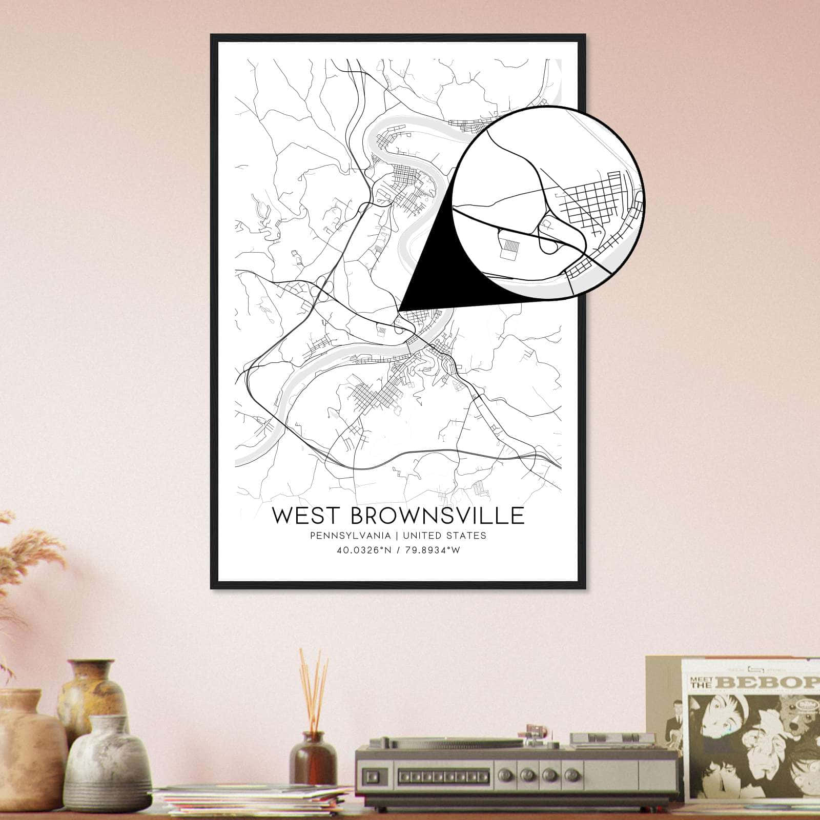 Deerfield Kansas Map Poster, Modern Home Decor Wall Art Print (Copy)
