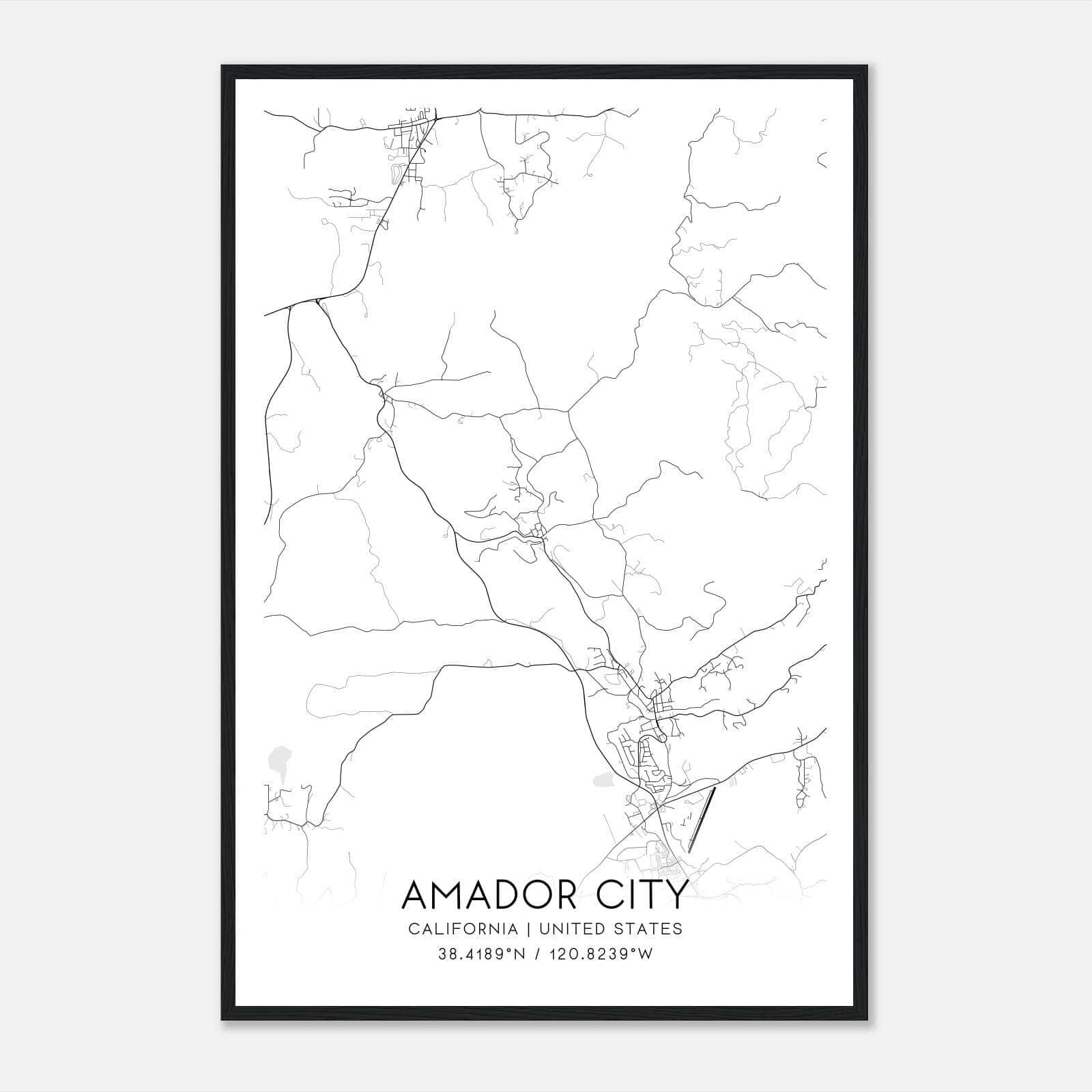 Amador City California Map Poster, Modern Home Decor Wall Art Print Amador City California Map Poster, Modern Home Decor Wall Art Print