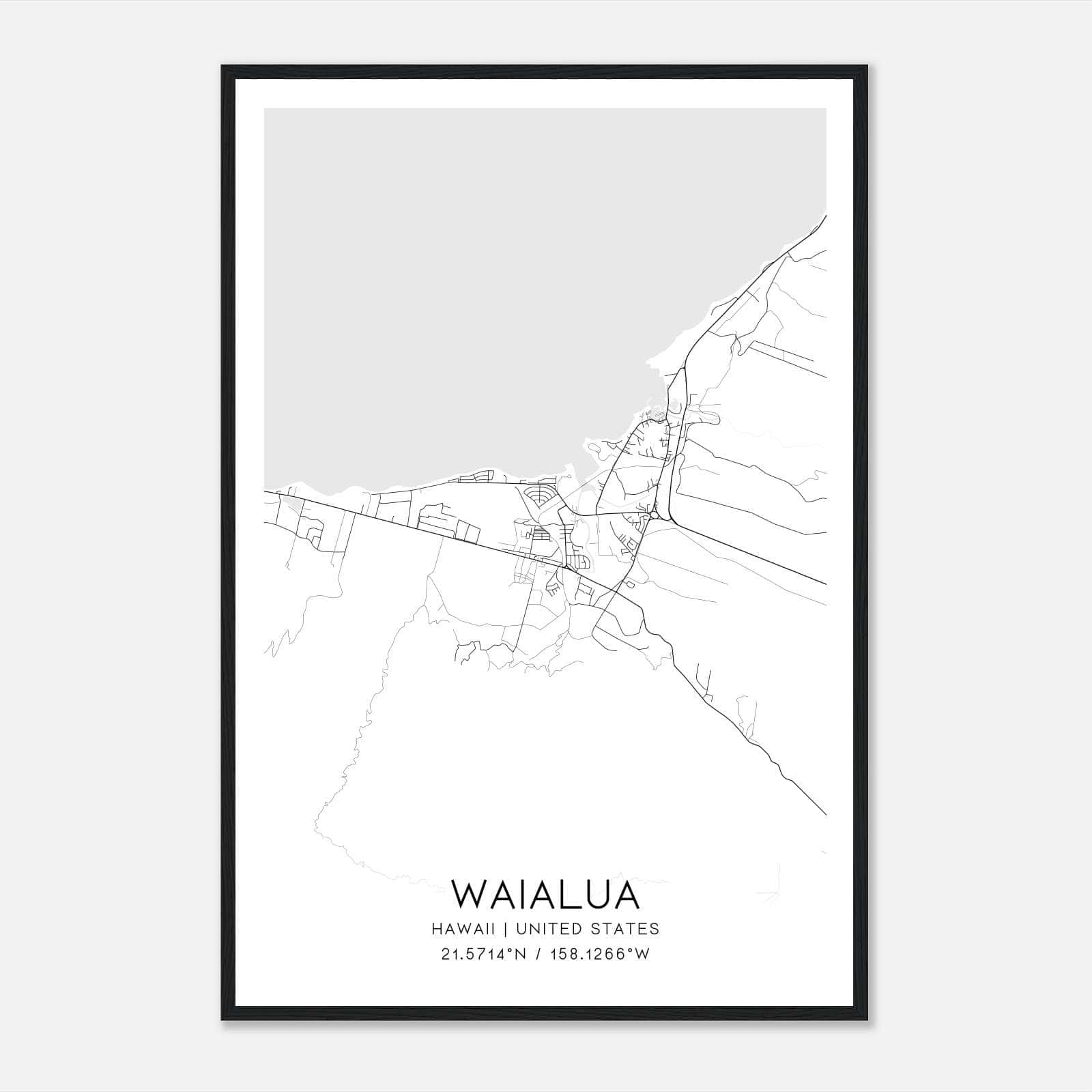 Waialua Hawaii Map Poster, Modern Home Decor Wall Art Print Waialua Hawaii Map Poster, Modern Home Decor Wall Art Print