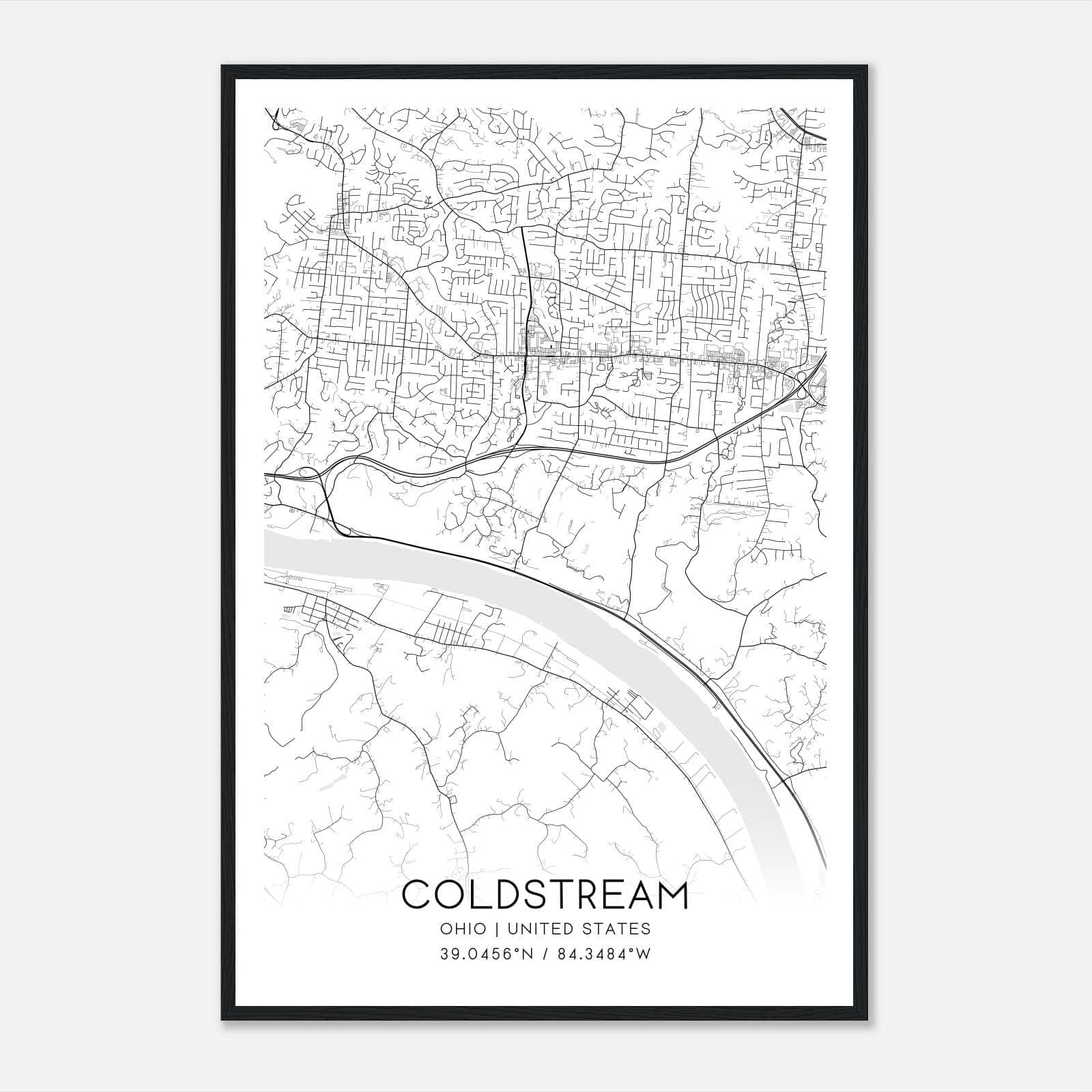 Coldstream Ohio Map Poster, Modern Home Decor Wall Art Print Coldstream Ohio Map Poster, Modern Home Decor Wall Art Print