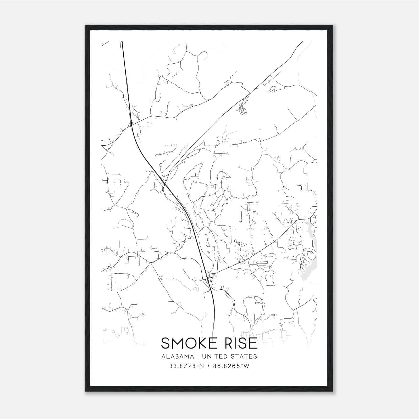 Smoke Rise Alabama Map Poster, Modern Home Decor Wall Art Print Smoke Rise Alabama Map Poster, Modern Home Decor Wall Art Print