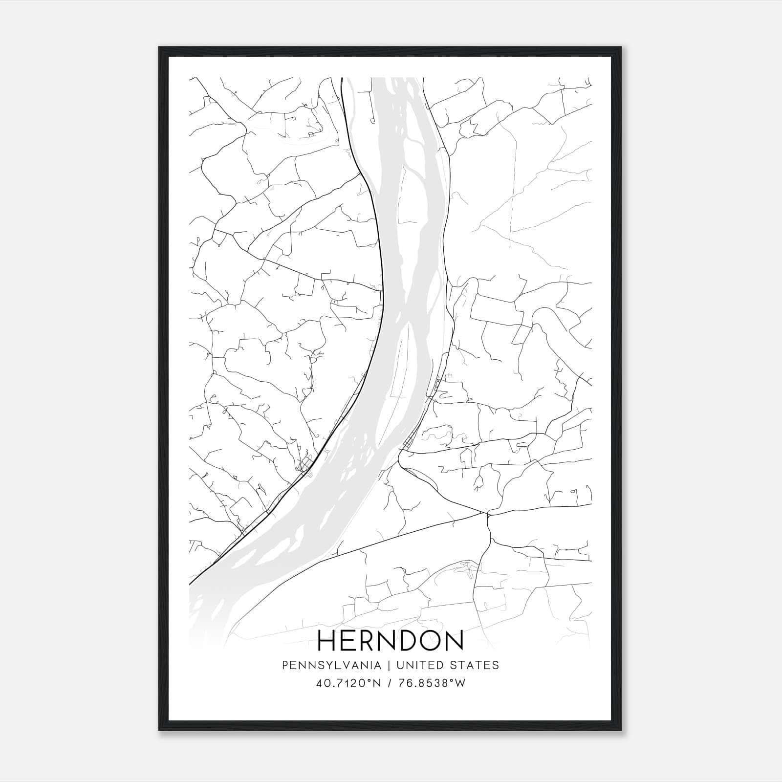 Herndon Pennsylvania Map Poster, Modern Home Decor Wall Art Print Herndon Pennsylvania Map Poster, Modern Home Decor Wall Art Print