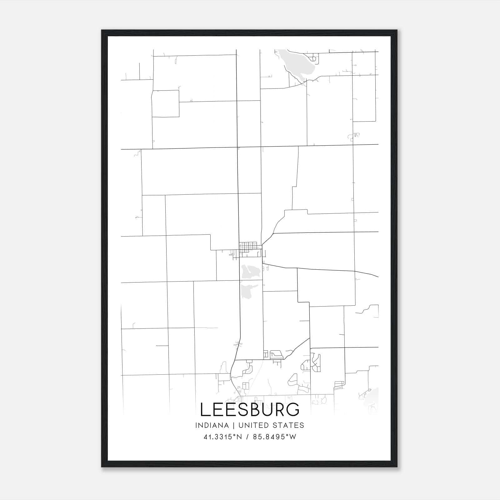 Leesburg Indiana Map Poster, Modern Home Decor Wall Art Print Leesburg Indiana Map Poster, Modern Home Decor Wall Art Print