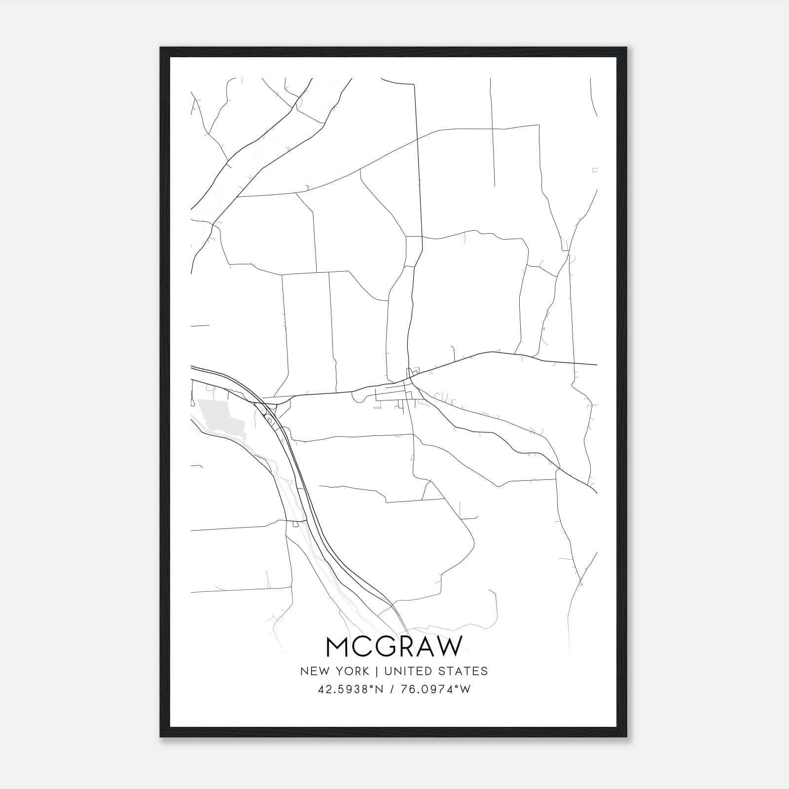 Mcgraw New York Map Poster, Modern Home Decor Wall Art Print Mcgraw New York Map Poster, Modern Home Decor Wall Art Print