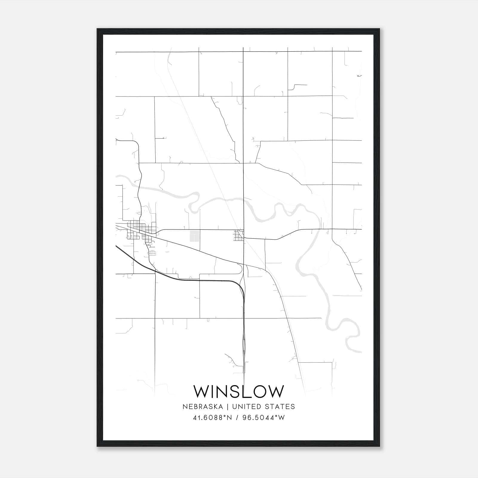 Winslow Nebraska Map Poster, Modern Home Decor Wall Art Print Winslow Nebraska Map Poster, Modern Home Decor Wall Art Print