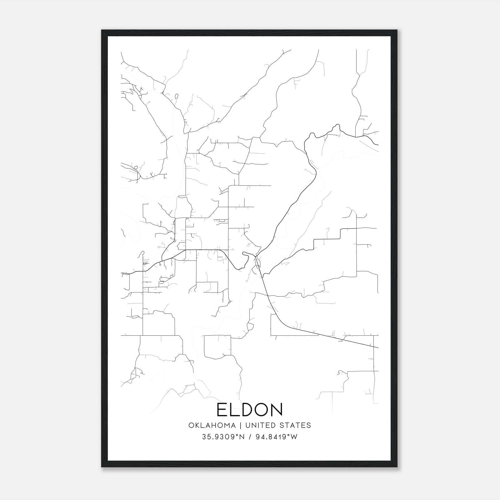 Eldon Oklahoma Map Poster, Modern Home Decor Wall Art Print Eldon Oklahoma Map Poster, Modern Home Decor Wall Art Print