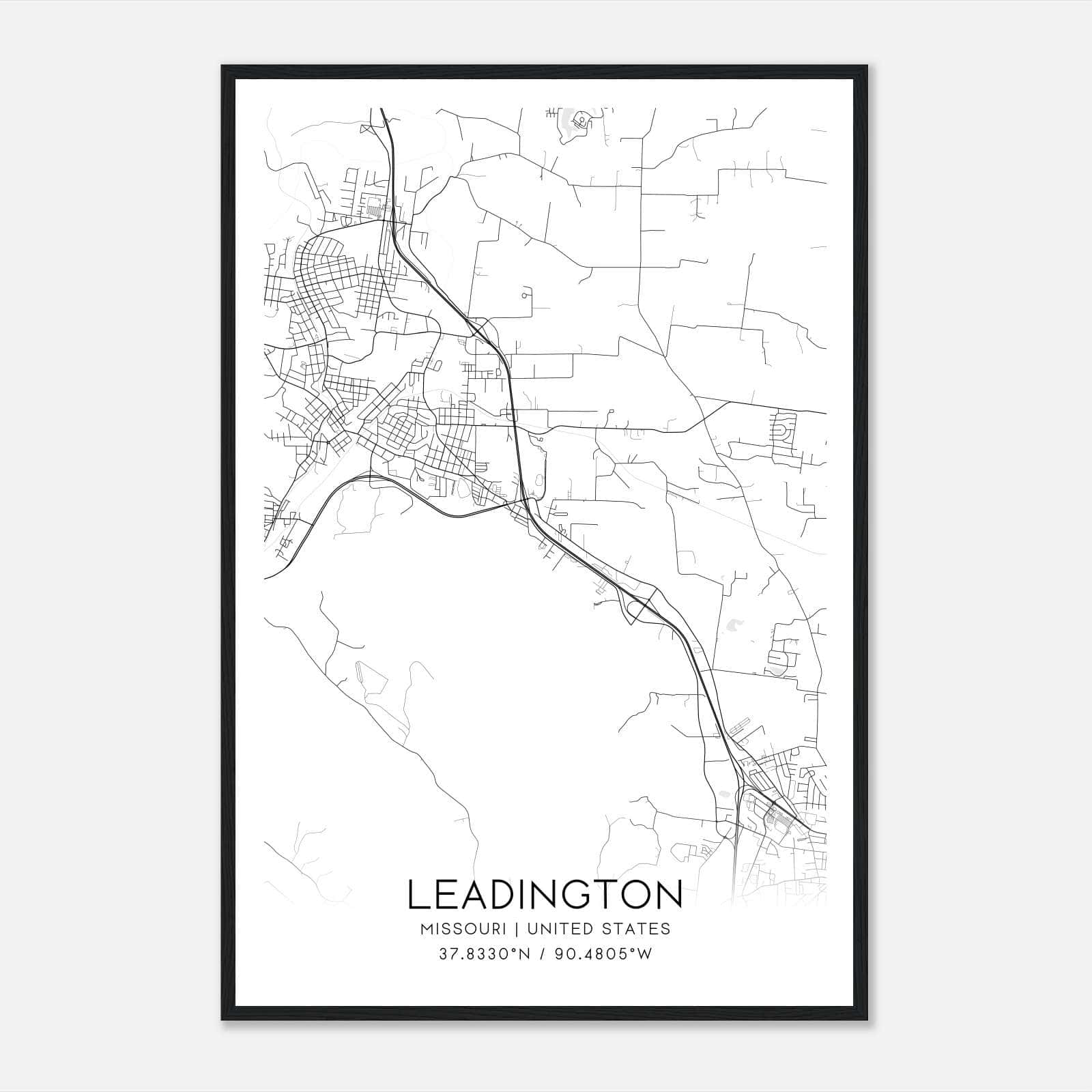 Leadington Missouri Map Poster, Modern Home Decor Wall Art Print Leadington Missouri Map Poster, Modern Home Decor Wall Art Print