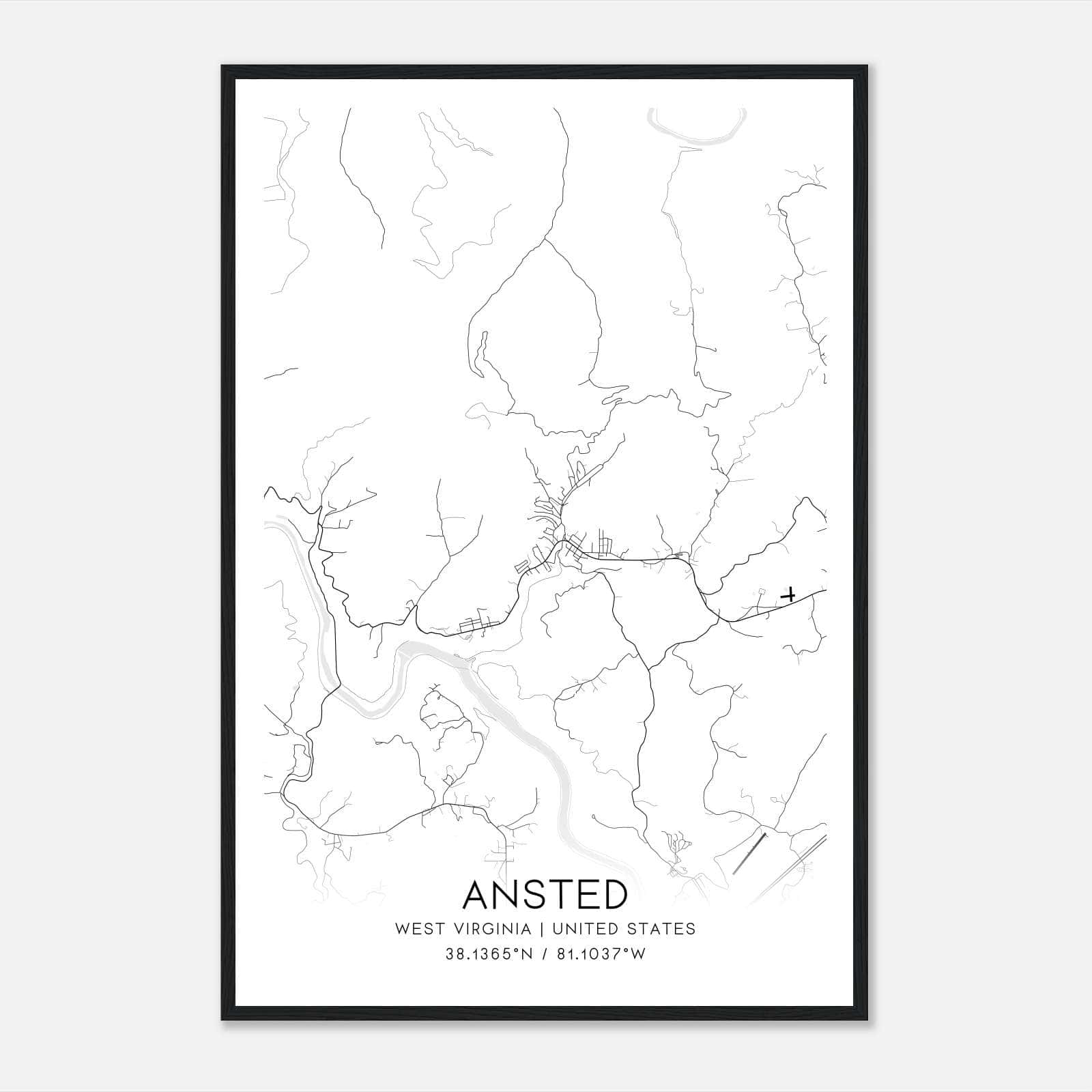 Ansted West Virginia Map Poster, Modern Home Decor Wall Art Print Ansted West Virginia Map Poster, Modern Home Decor Wall Art Print