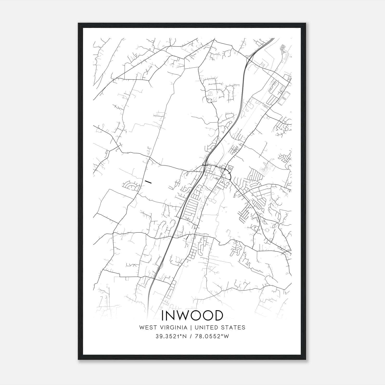 Inwood West Virginia Map Poster, Modern Home Decor Wall Art Print Inwood West Virginia Map Poster, Modern Home Decor Wall Art Print