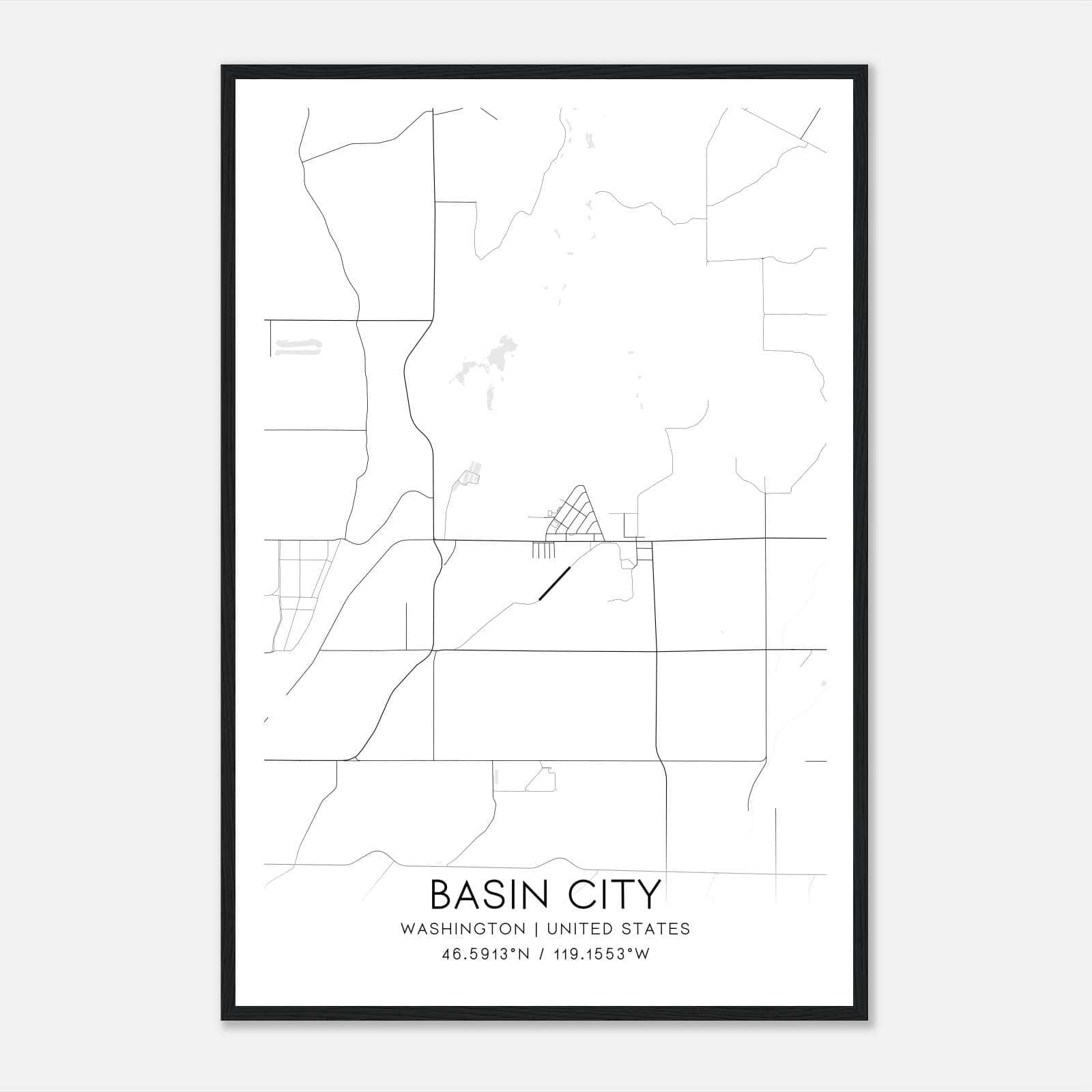Basin City Washington Map Poster, Modern Home Decor Wall Art Print Basin City Washington Map Poster, Modern Home Decor Wall Art Print