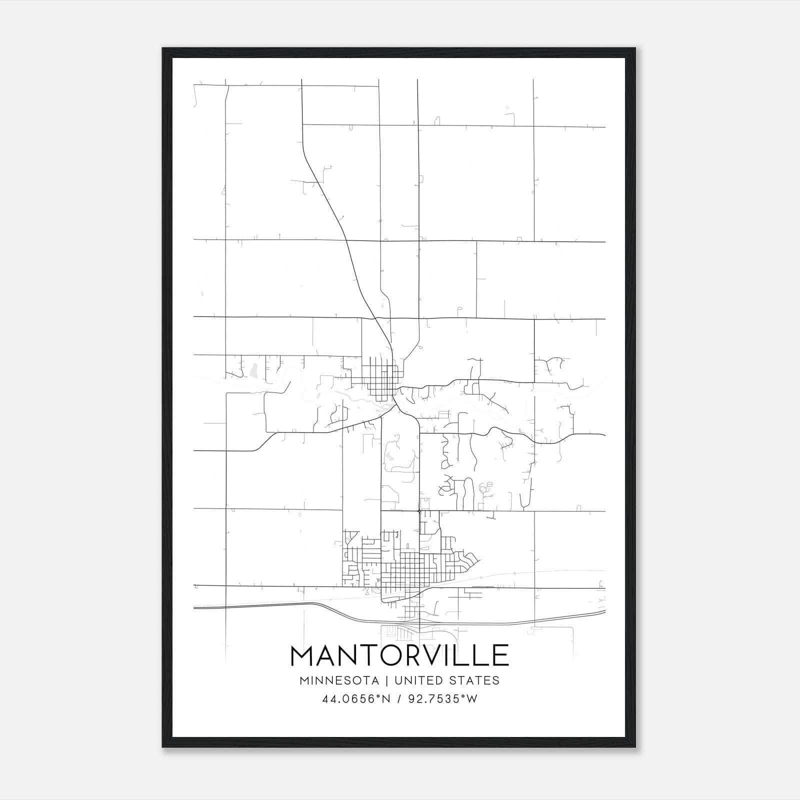 Mantorville Minnesota Map Poster, Modern Home Decor Wall Art Print Mantorville Minnesota Map Poster, Modern Home Decor Wall Art Print