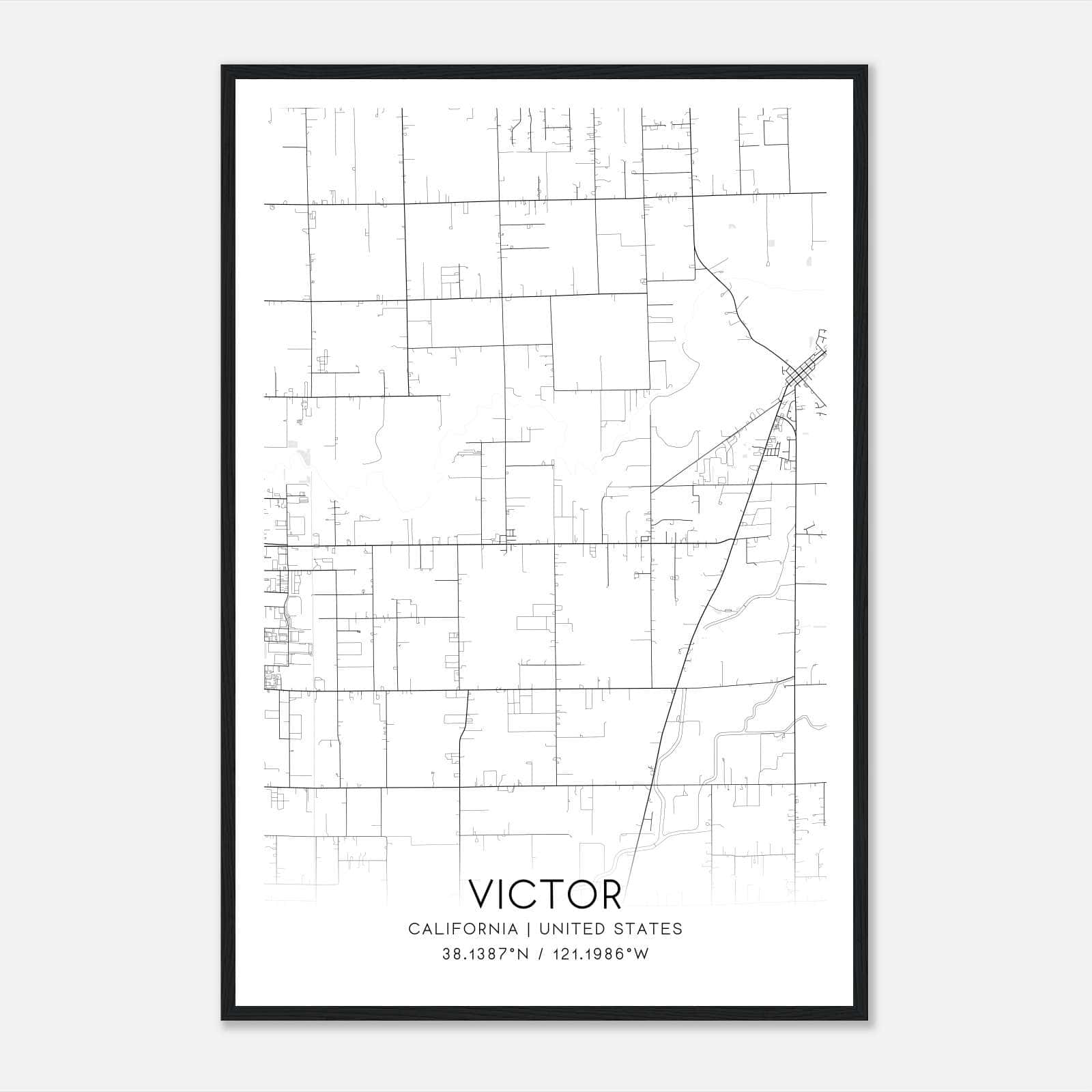 Victor California Map Poster, Modern Home Decor Wall Art Print Victor California Map Poster, Modern Home Decor Wall Art Print