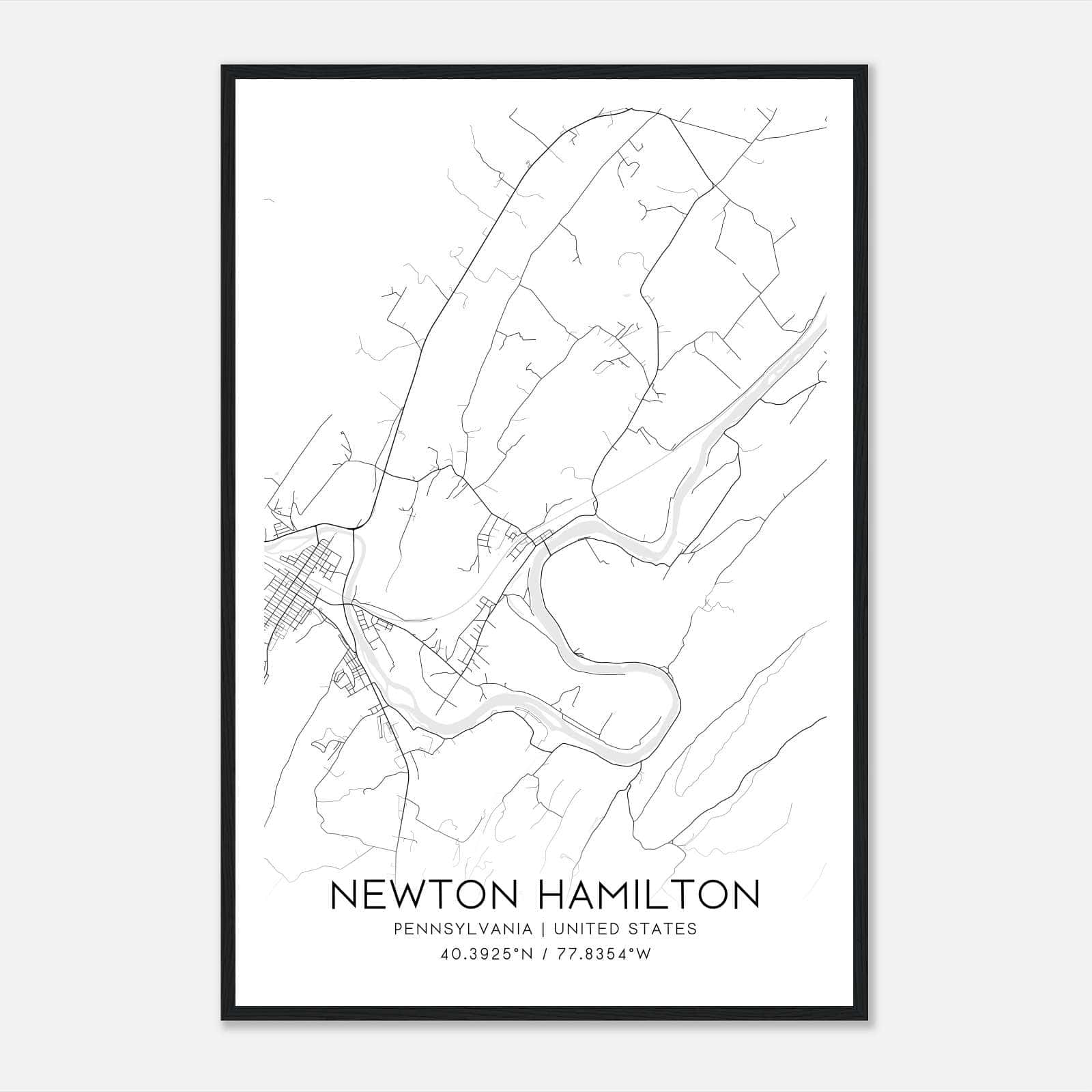 Newton Hamilton Pennsylvania Map Poster, Modern Home Decor Wall Art Print Newton Hamilton Pennsylvania Map Poster, Modern Home Decor Wall Art Print
