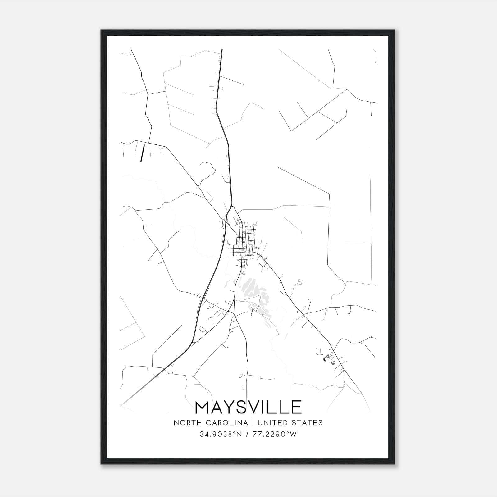 Maysville North Carolina Map Poster, Modern Home Decor Wall Art Print Maysville North Carolina Map Poster, Modern Home Decor Wall Art Print