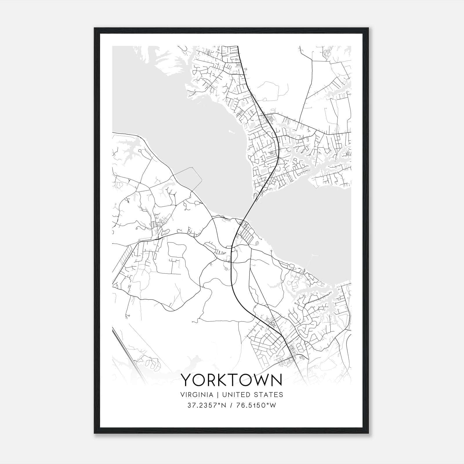 Yorktown Virginia Map Poster, Modern Home Decor Wall Art Print