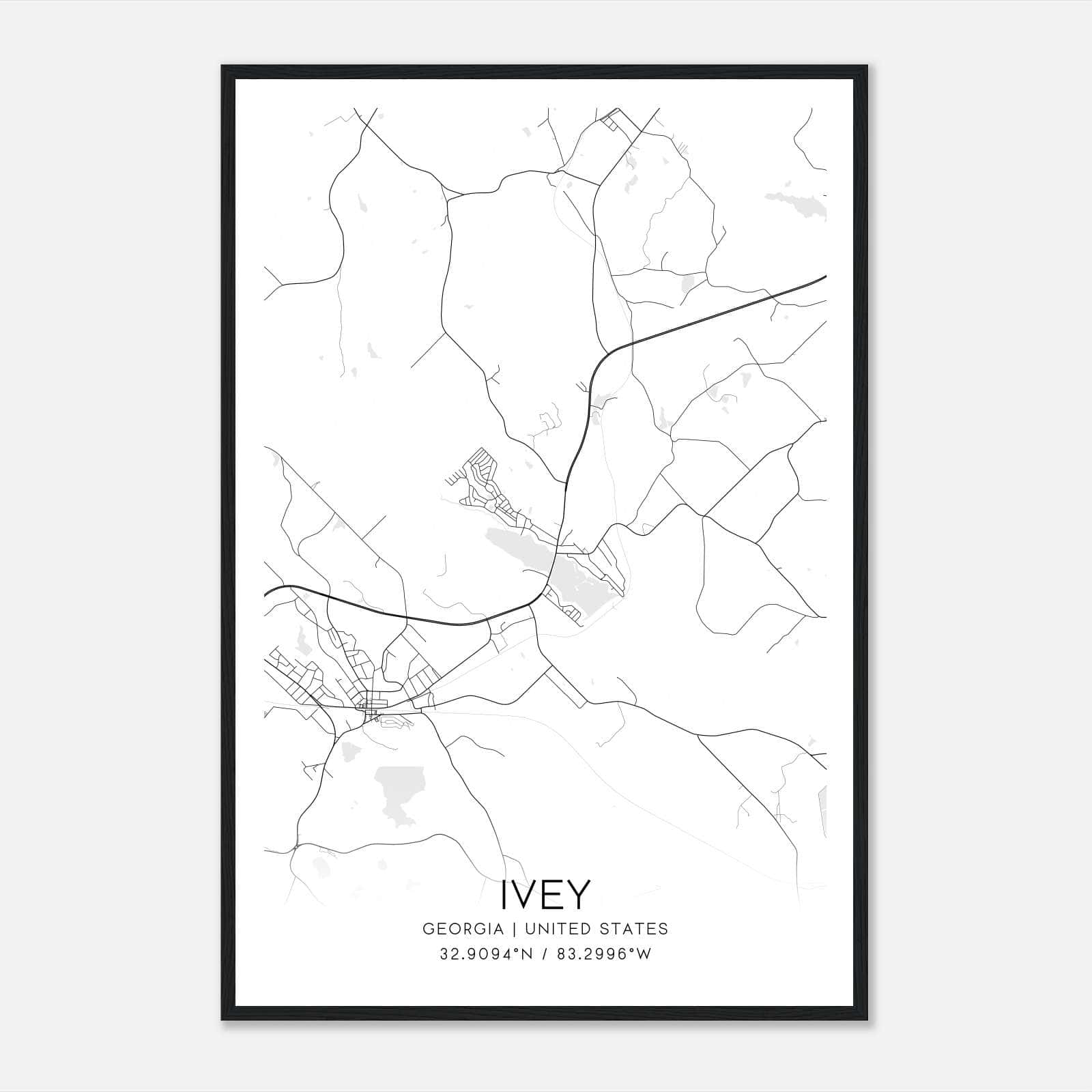 Ivey Georgia Map Poster, Modern Home Decor Wall Art Print Ivey Georgia Map Poster, Modern Home Decor Wall Art Print