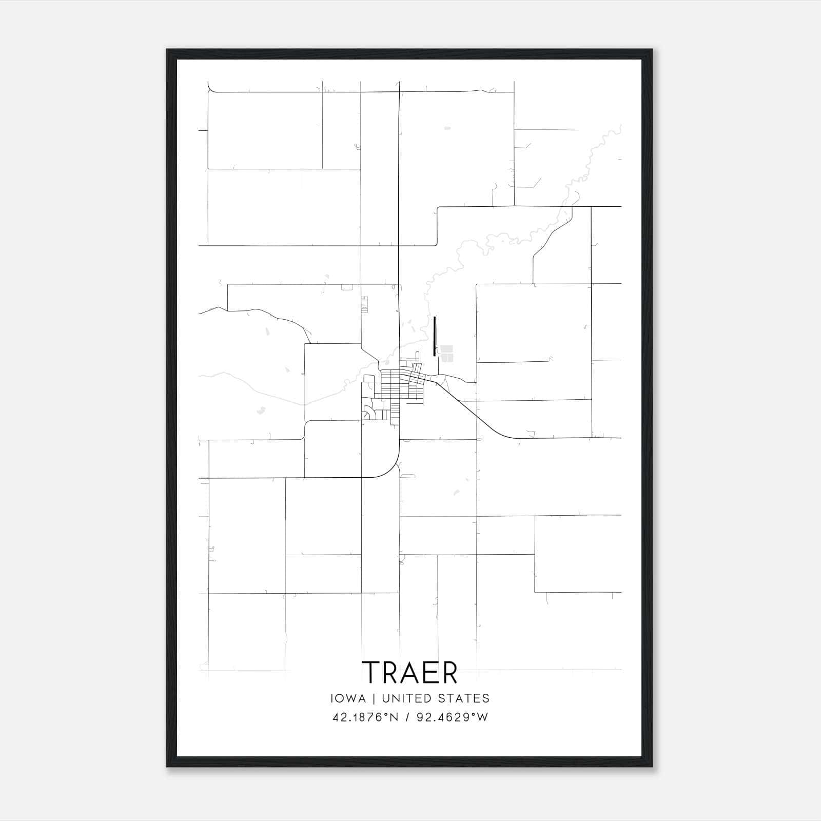 Traer Iowa Map Poster, Modern Home Decor Wall Art Print Traer Iowa Map Poster, Modern Home Decor Wall Art Print
