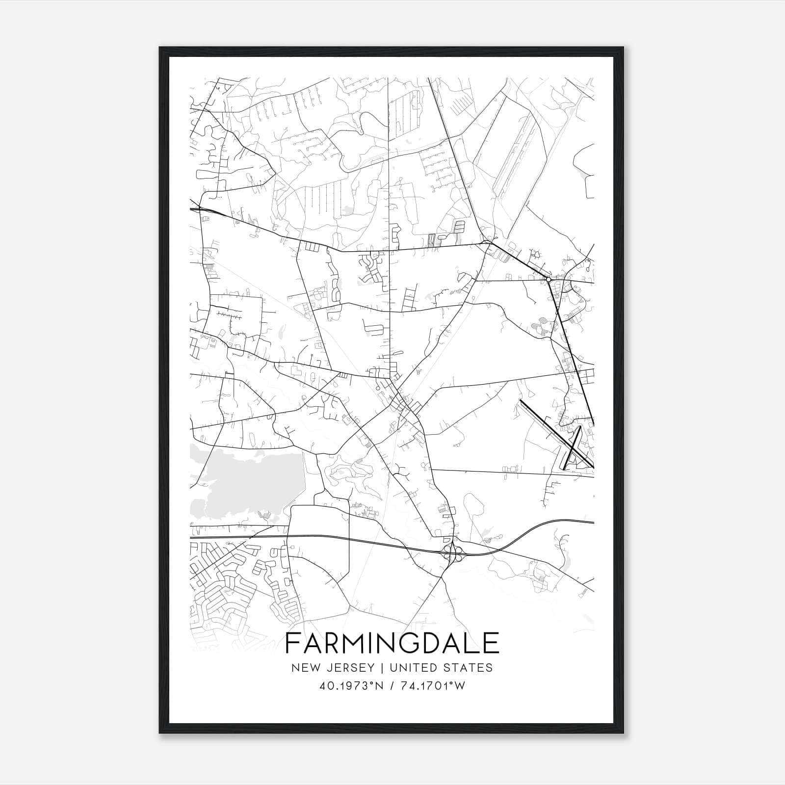 Farmingdale New Jersey Map Poster, Modern Home Decor Wall Art Print Farmingdale New Jersey Map Poster, Modern Home Decor Wall Art Print