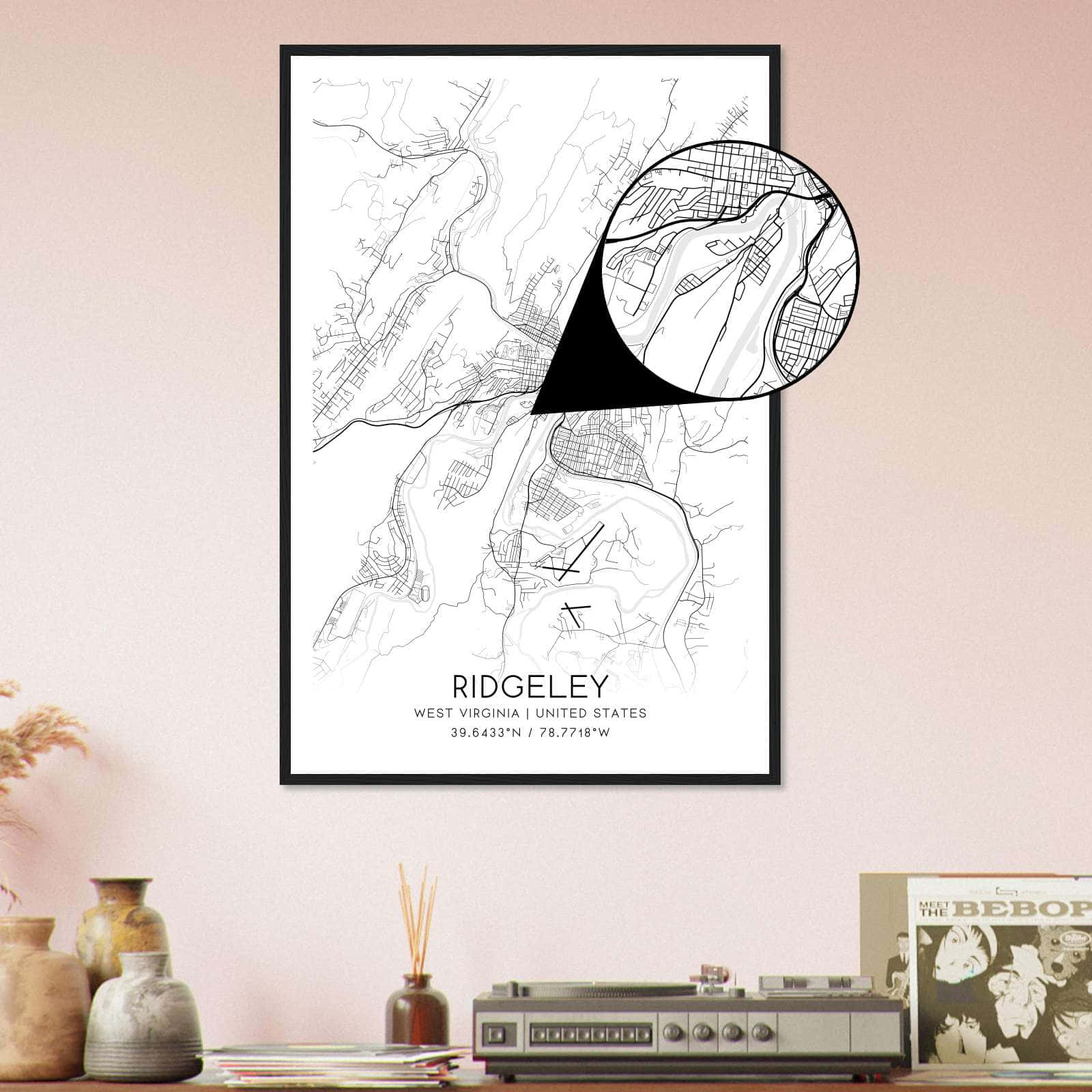 Deerfield Kansas Map Poster, Modern Home Decor Wall Art Print (Copy)
