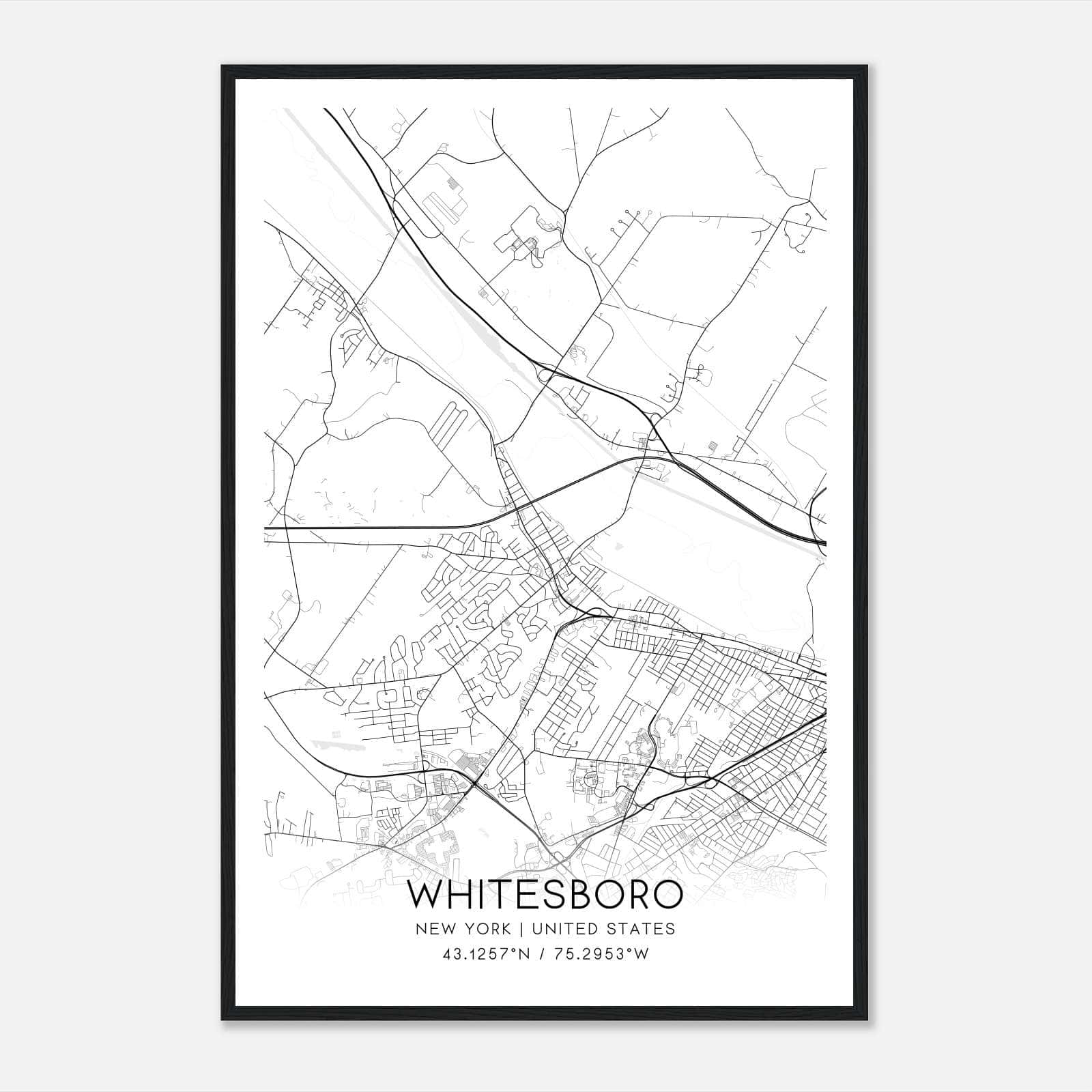 Whitesboro New York Map Poster, Modern Home Decor Wall Art Print Whitesboro New York Map Poster, Modern Home Decor Wall Art Print