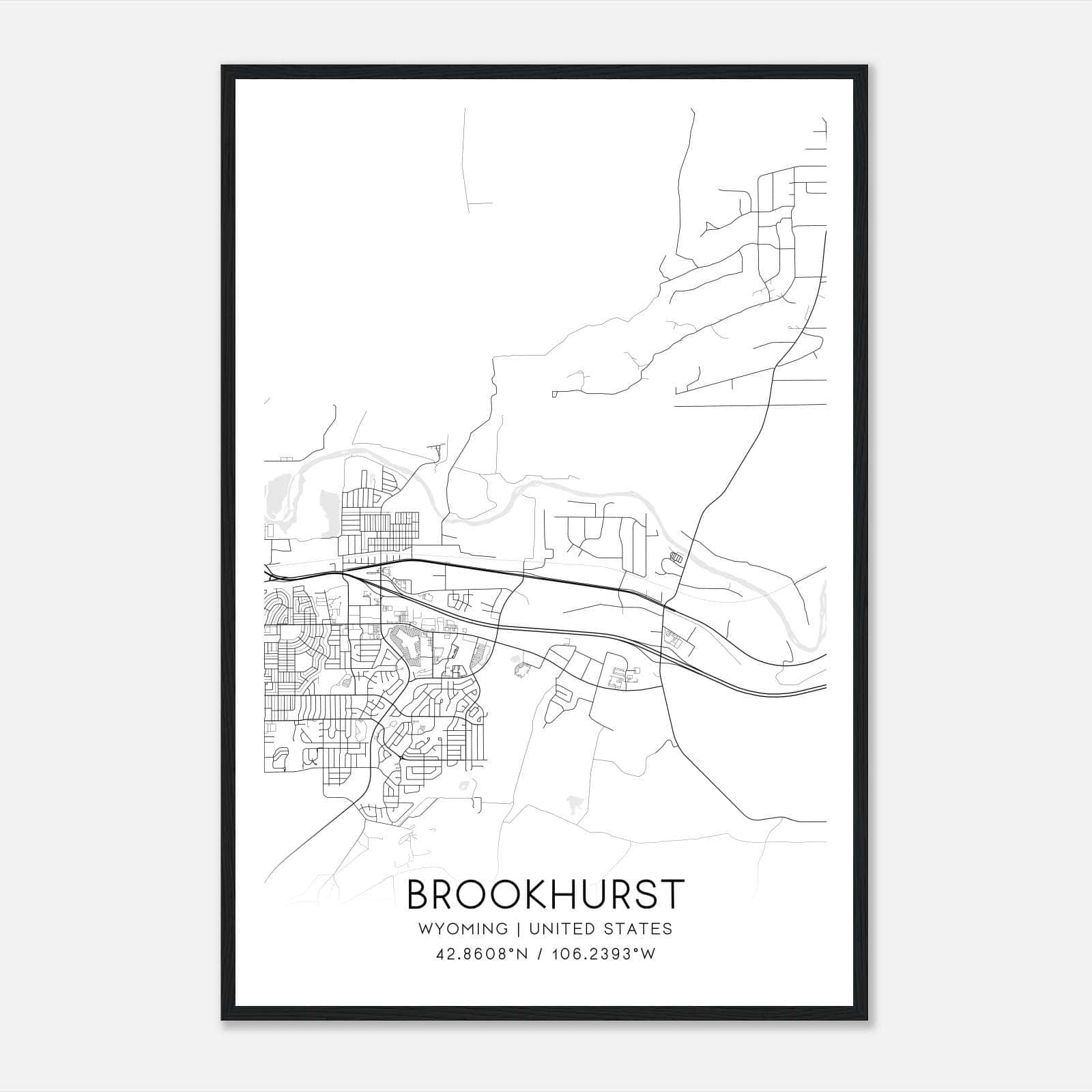 Brookhurst Wyoming Map Poster, Modern Home Decor Wall Art Print Brookhurst Wyoming Map Poster, Modern Home Decor Wall Art Print