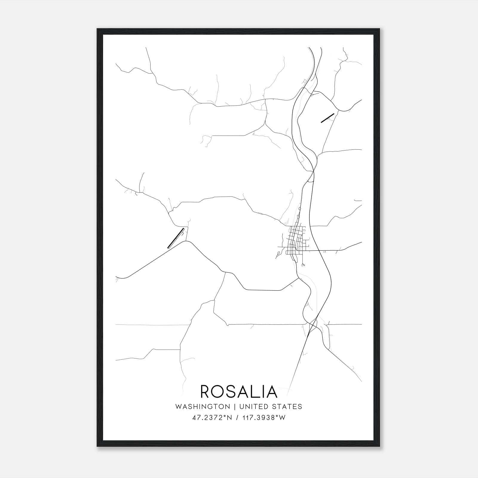 Rosalia Washington Map Poster, Modern Home Decor Wall Art Print Rosalia Washington Map Poster, Modern Home Decor Wall Art Print